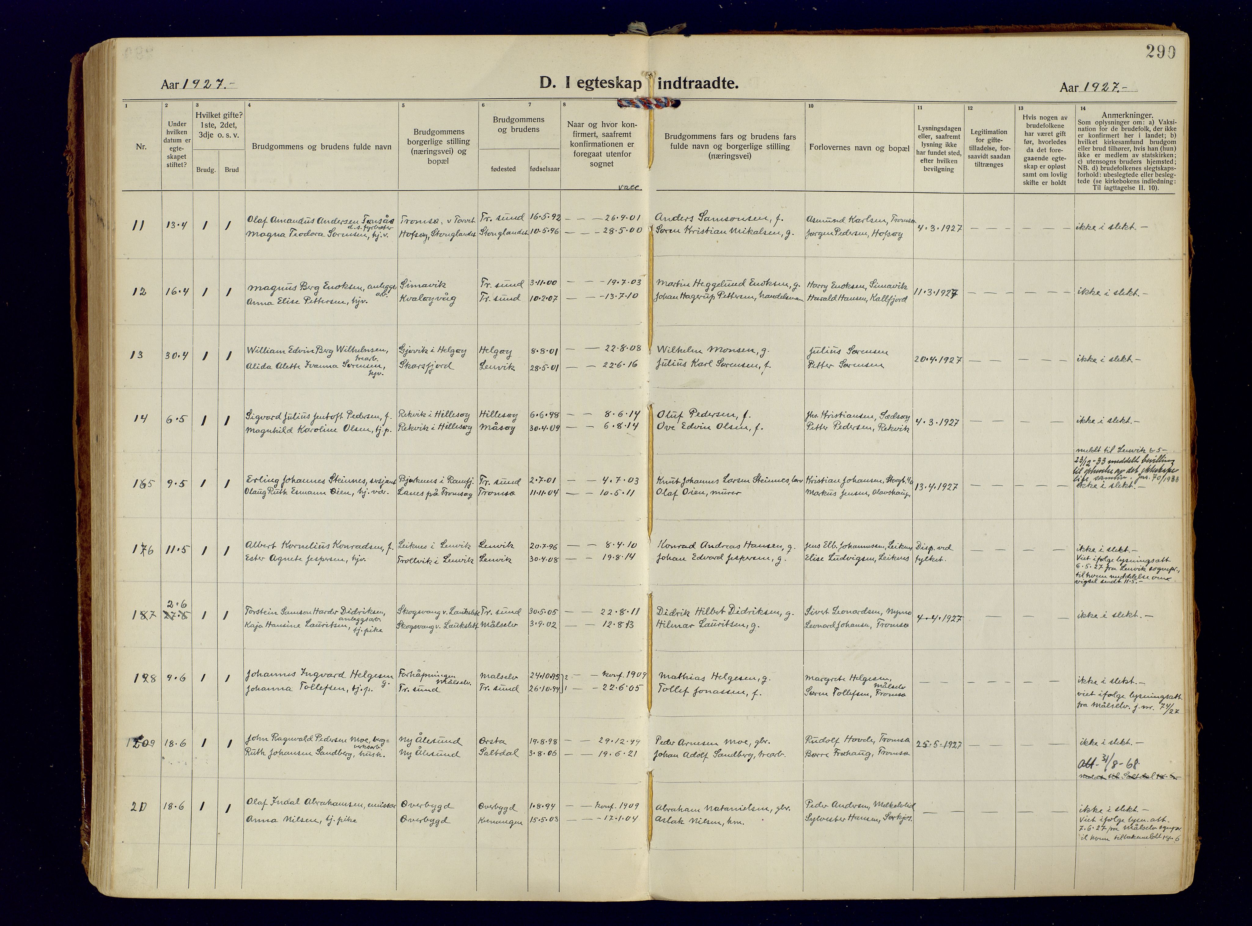 Tromsøysund sokneprestkontor, AV/SATØ-S-1304/G/Ga/L0009kirke: Parish register (official) no. 9, 1922-1934, p. 290