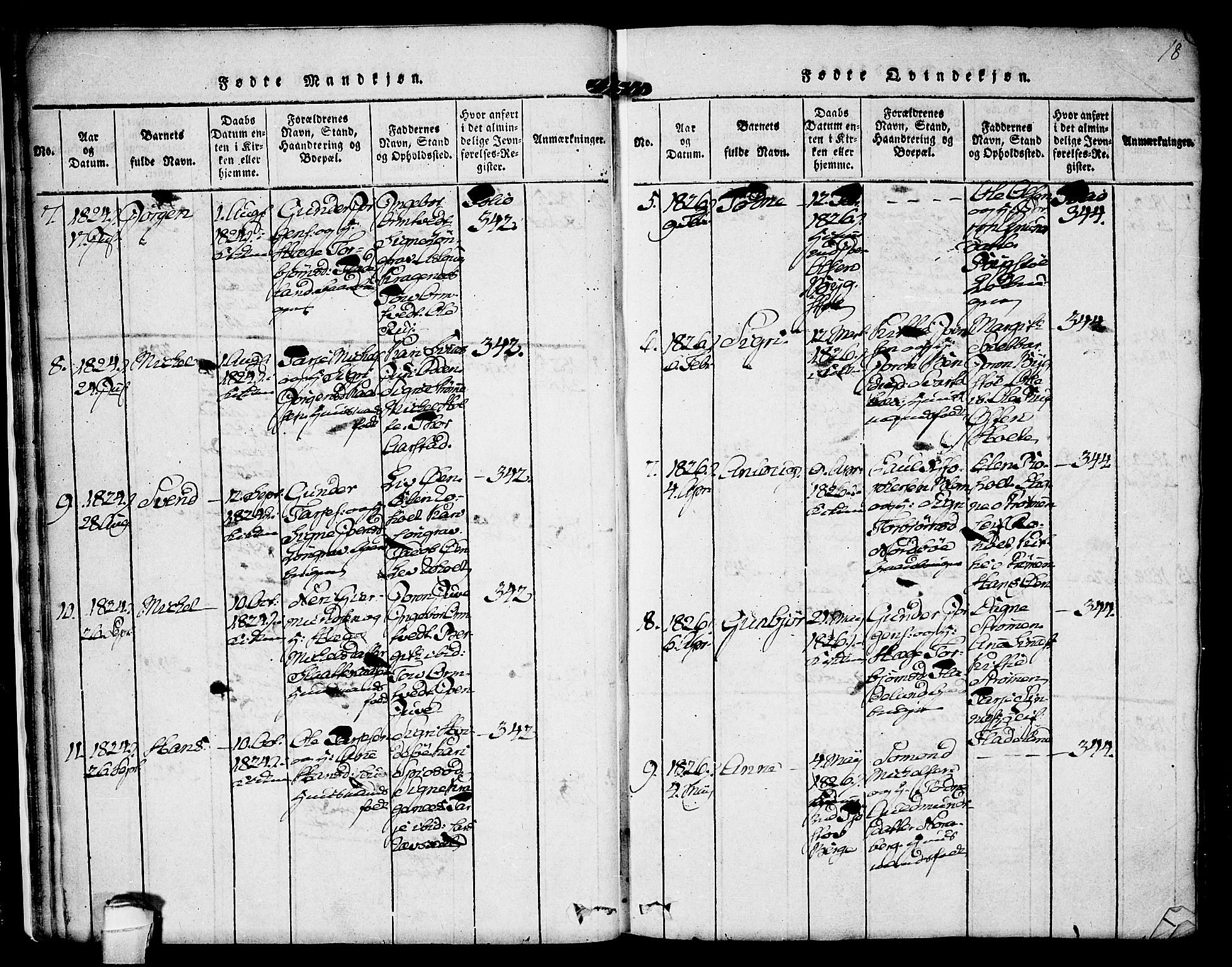 Kviteseid kirkebøker, SAKO/A-276/F/Fc/L0001: Parish register (official) no. III 1, 1815-1836, p. 18
