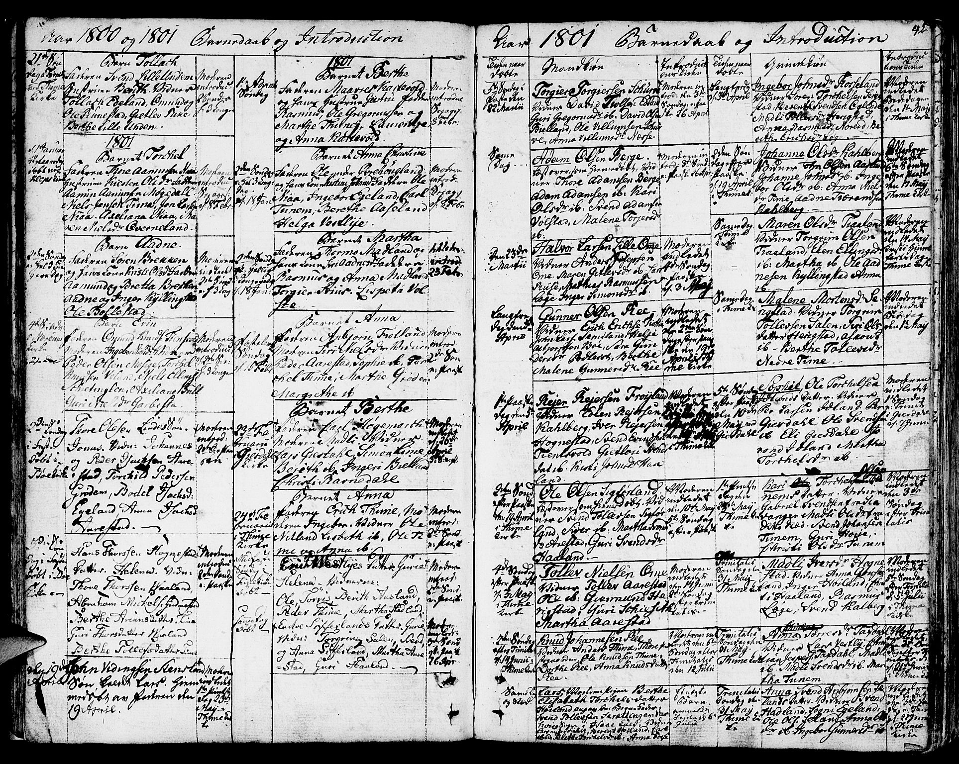 Lye sokneprestkontor, AV/SAST-A-101794/001/30BA/L0002: Parish register (official) no. A 2, 1799-1817, p. 42