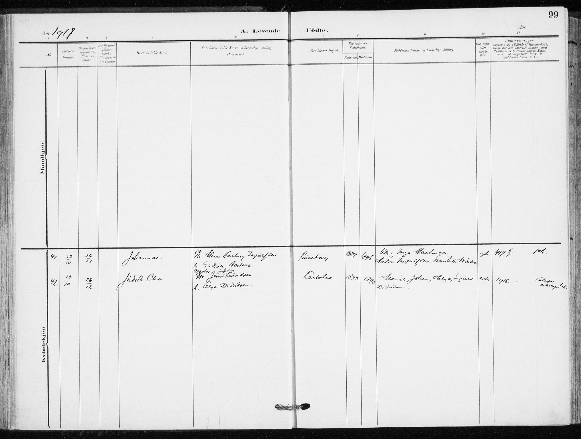 Målselv sokneprestembete, AV/SATØ-S-1311/G/Ga/Gaa/L0011kirke: Parish register (official) no. 11, 1904-1918, p. 99