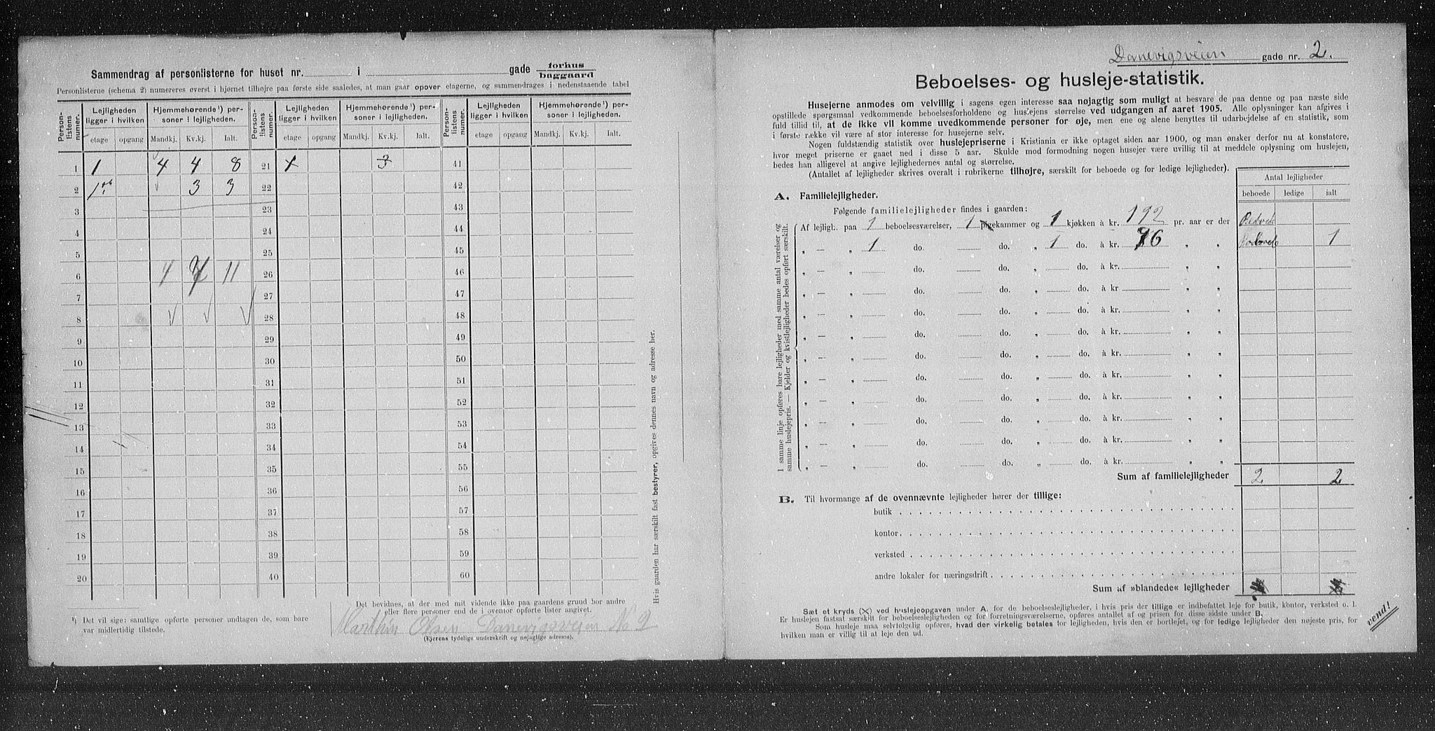OBA, Municipal Census 1905 for Kristiania, 1905, p. 7835