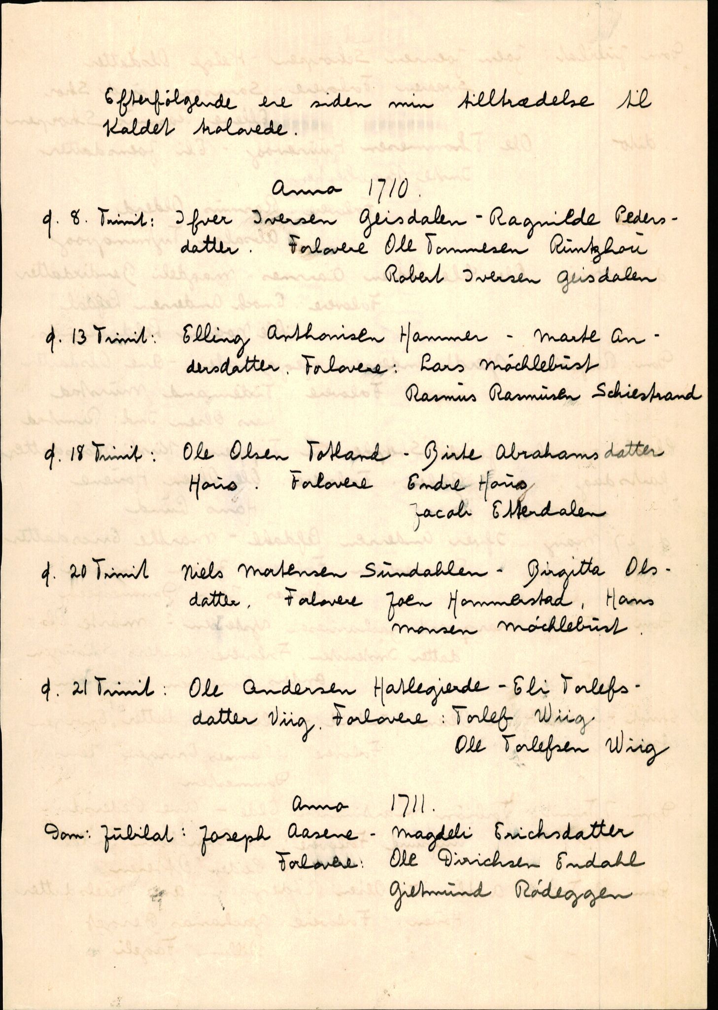Samling av fulltekstavskrifter, SAB/FULLTEKST/B/14/0015: Davik sokneprestembete, ministerialbok nr. A 1, 1710-1742, p. 1