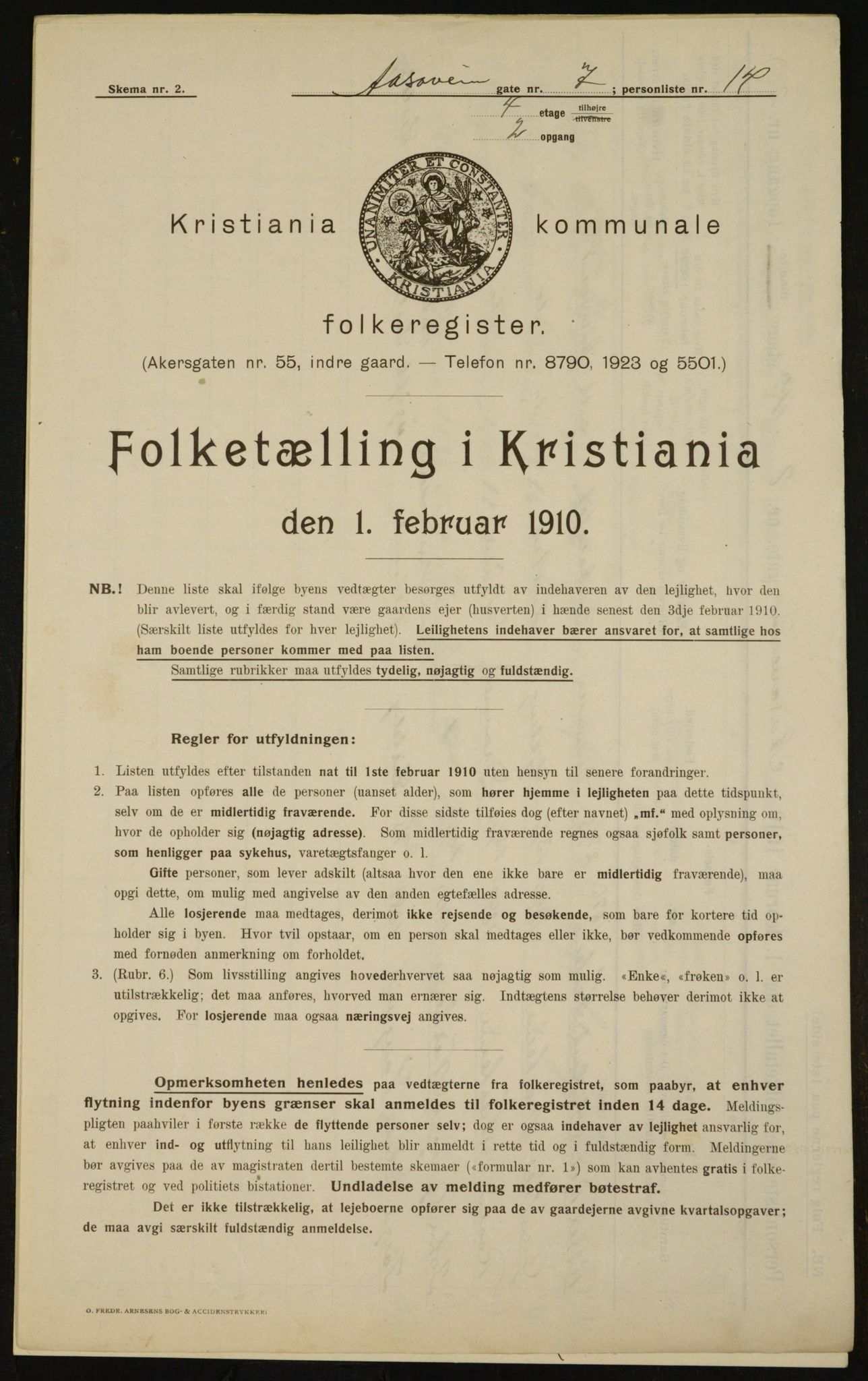 OBA, Municipal Census 1910 for Kristiania, 1910, p. 124159