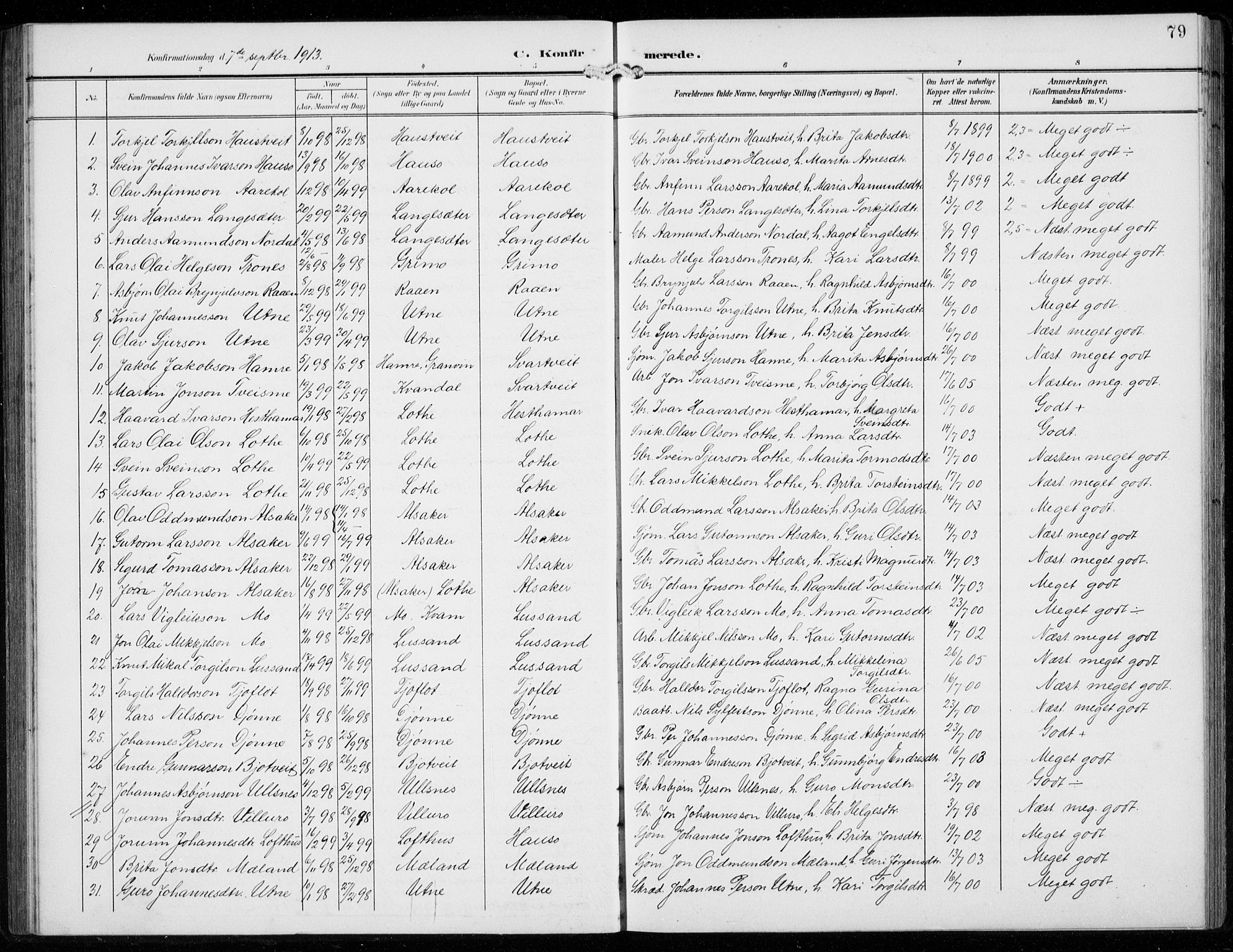 Ullensvang sokneprestembete, SAB/A-78701/H/Hab: Parish register (copy) no. F  1, 1902-1935, p. 79