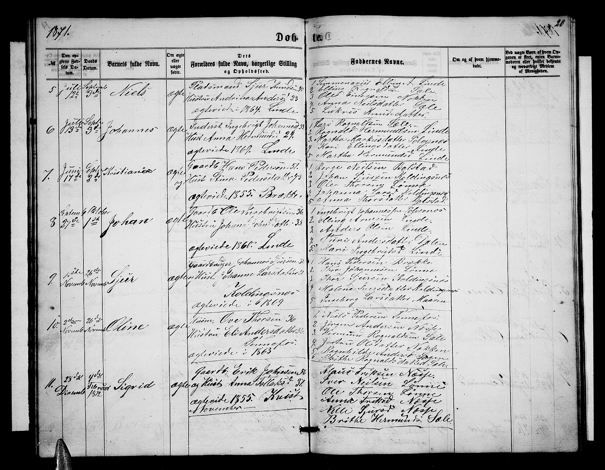 Balestrand sokneprestembete, AV/SAB-A-79601/H/Hab/Habc/L0001: Parish register (copy) no. C 1, 1857-1877, p. 20