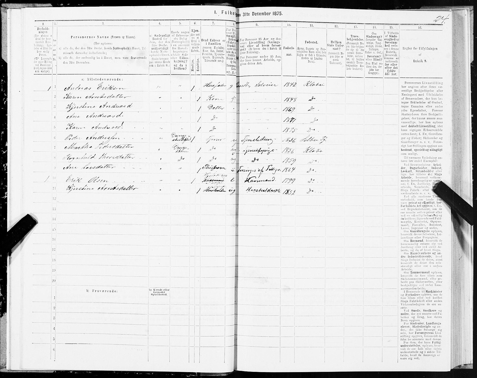 SAT, 1875 census for 1662P Klæbu, 1875, p. 2024
