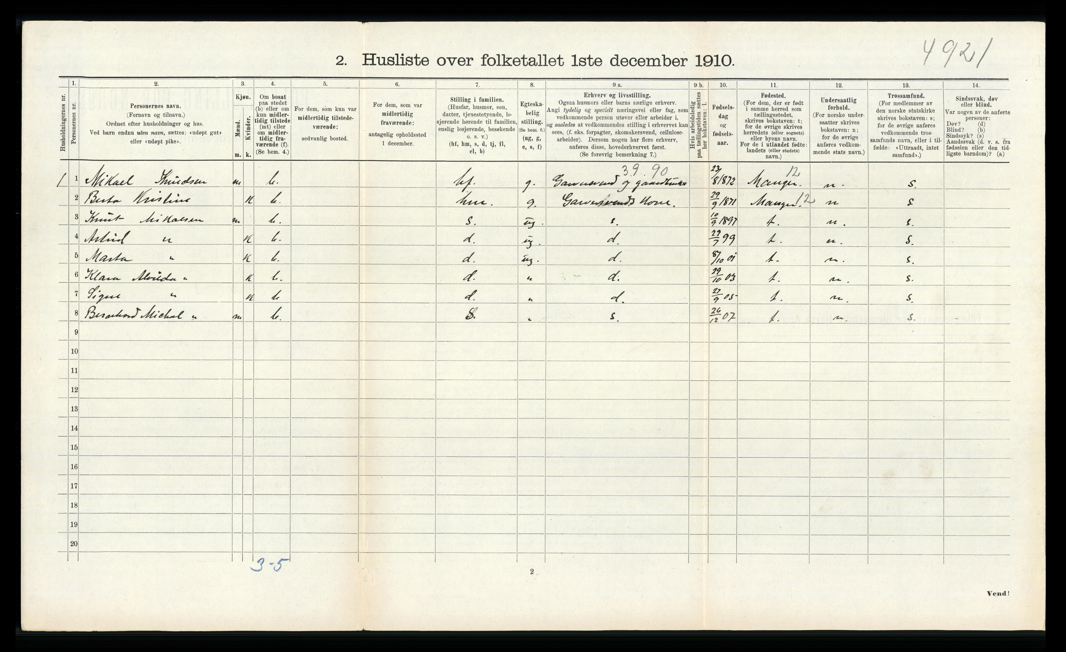 RA, 1910 census for Alversund, 1910, p. 579