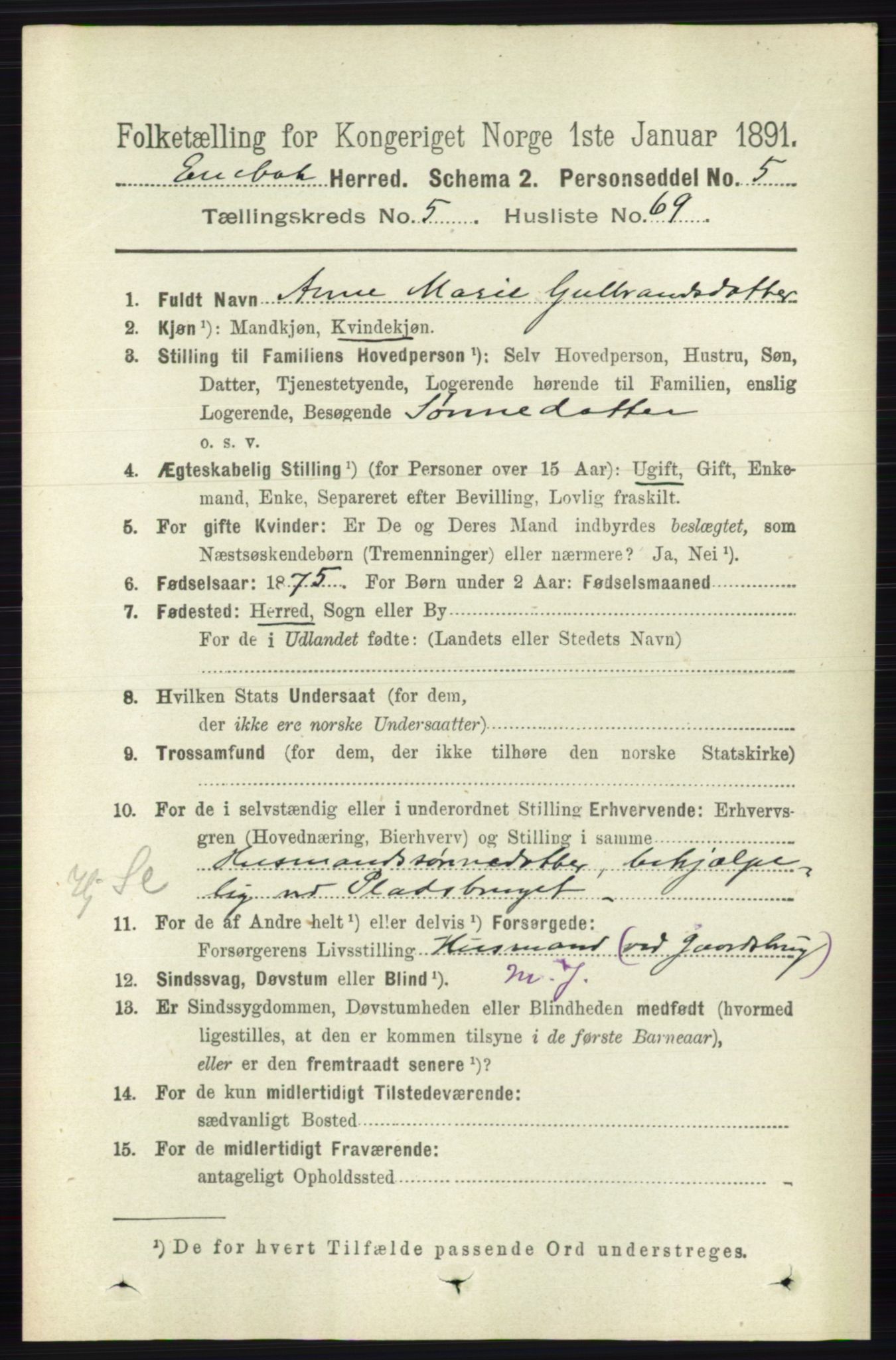 RA, 1891 census for 0229 Enebakk, 1891, p. 2410