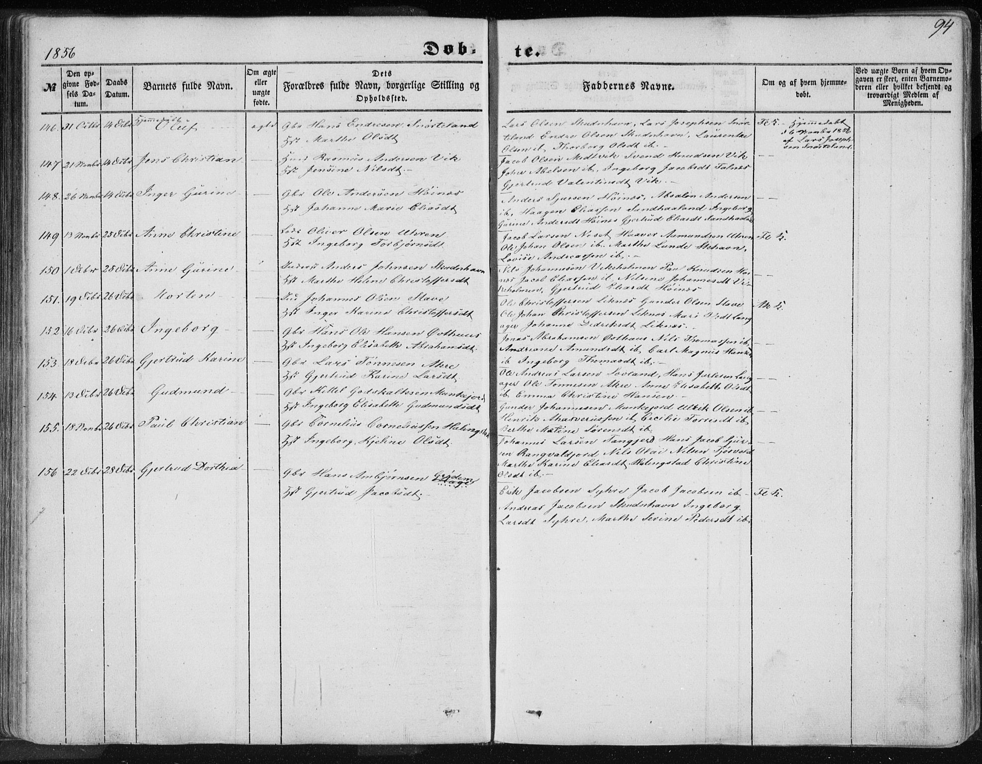 Skudenes sokneprestkontor, SAST/A -101849/H/Ha/Haa/L0004: Parish register (official) no. A 3.1, 1847-1863, p. 94