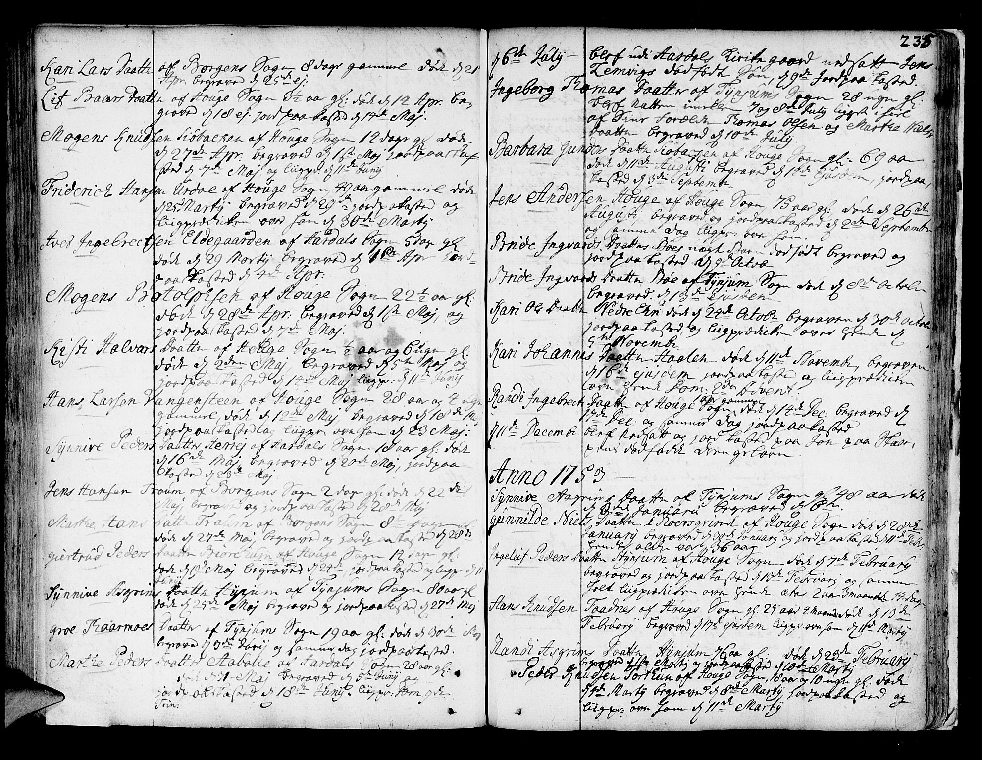 Lærdal sokneprestembete, AV/SAB-A-81201: Parish register (official) no. A 2, 1752-1782, p. 235