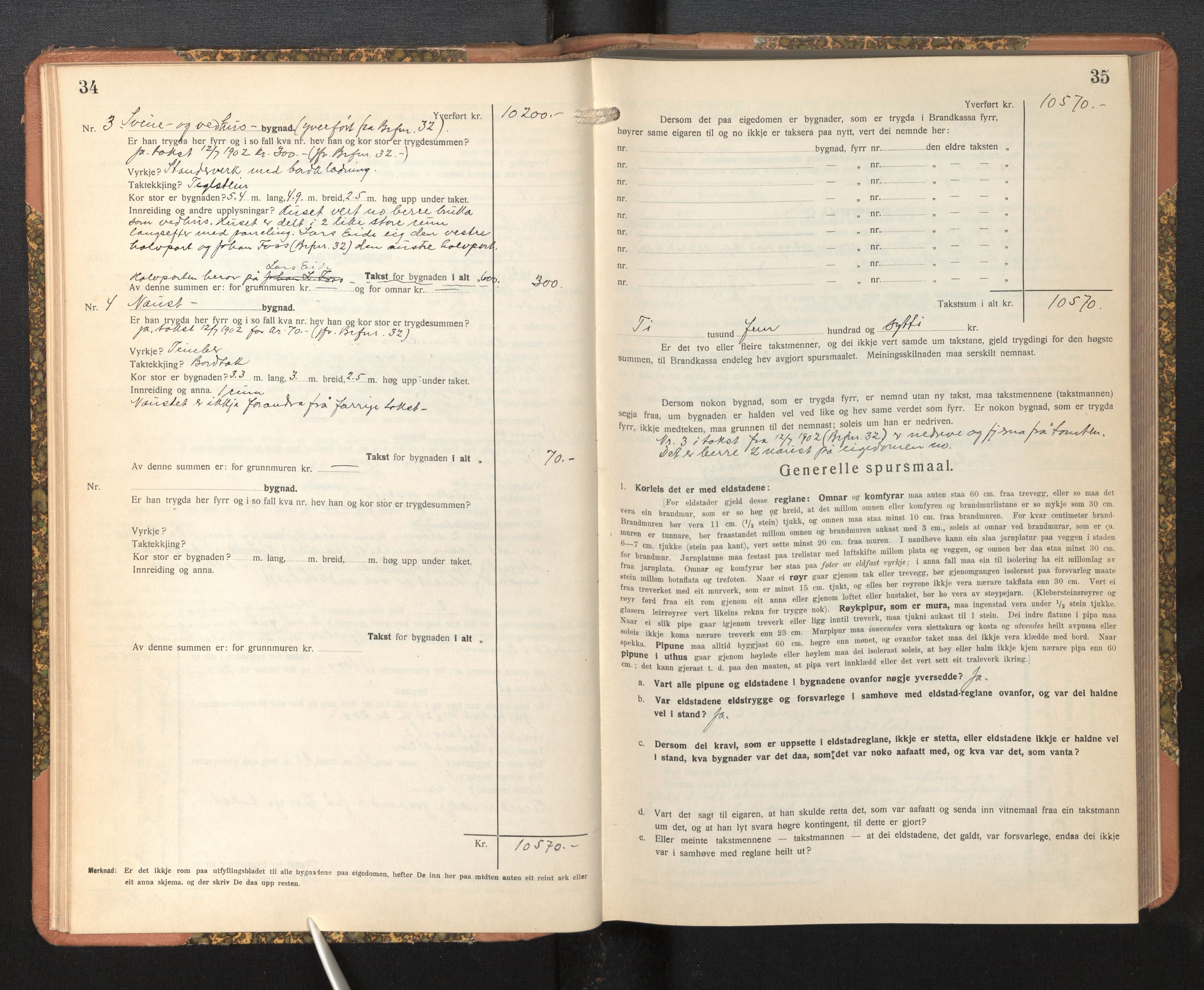 Lensmannen i Sogndal, AV/SAB-A-29901/0012/L0019: Branntakstprotokoll, Sogndalsfjøra, skjematakst, 1944-1954, p. 34-35