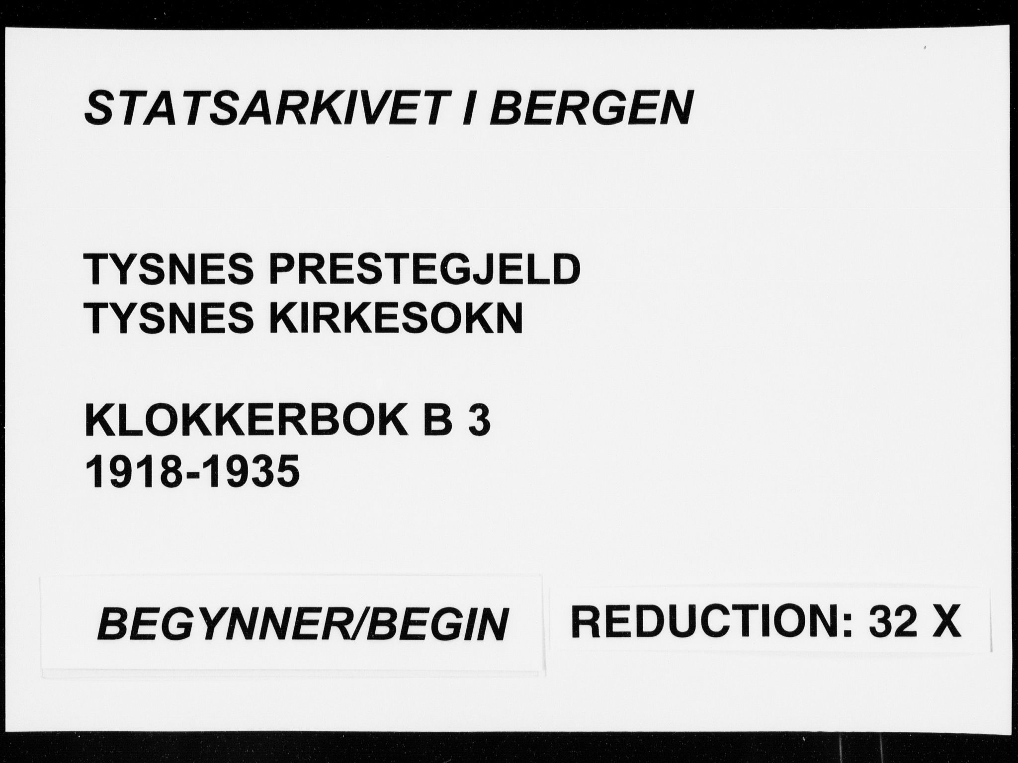 Tysnes sokneprestembete, SAB/A-78601/H/Hab: Parish register (copy) no. B  3, 1918-1935