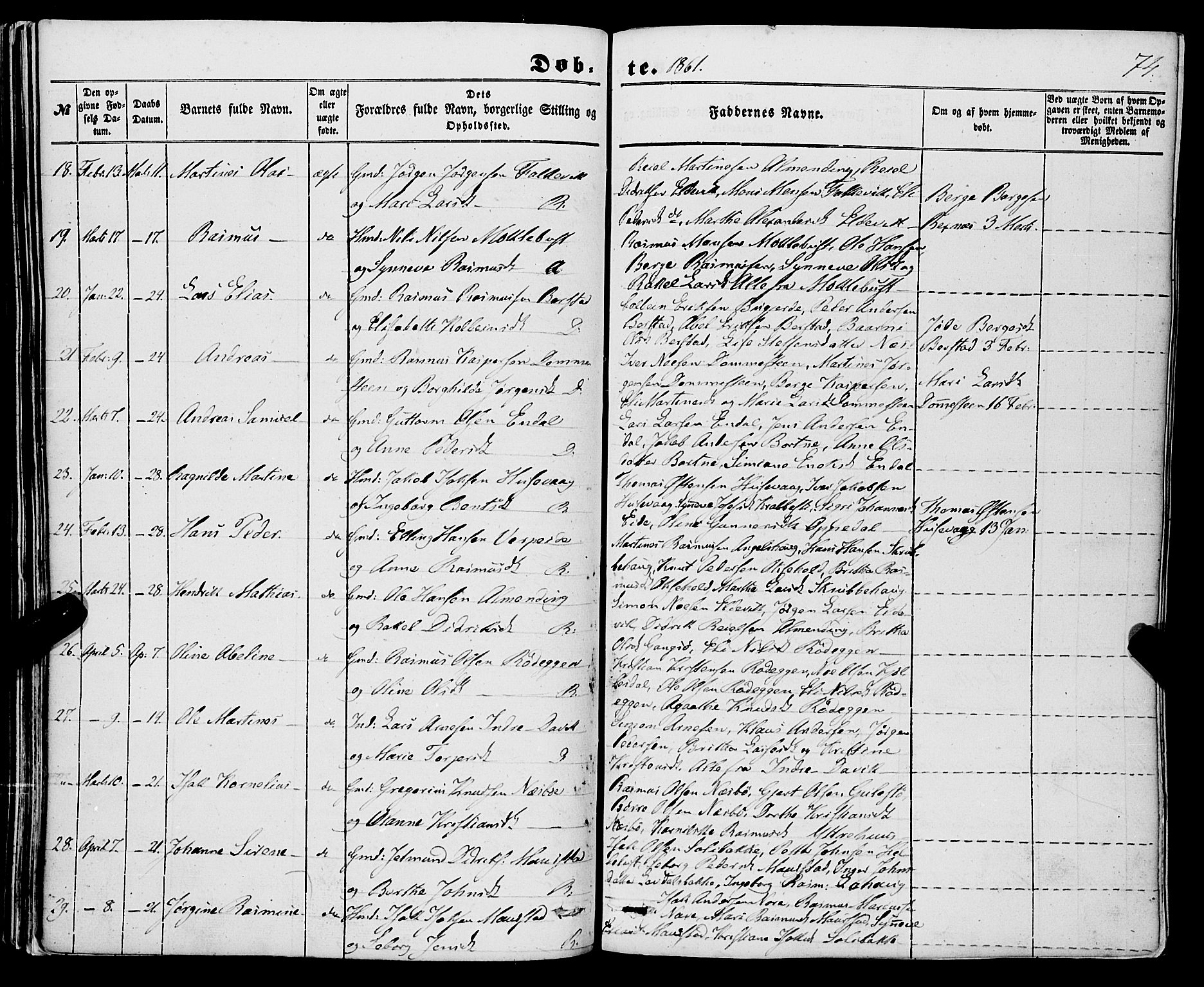 Davik sokneprestembete, AV/SAB-A-79701/H/Haa/Haaa/L0005: Parish register (official) no. A 5, 1850-1866, p. 74