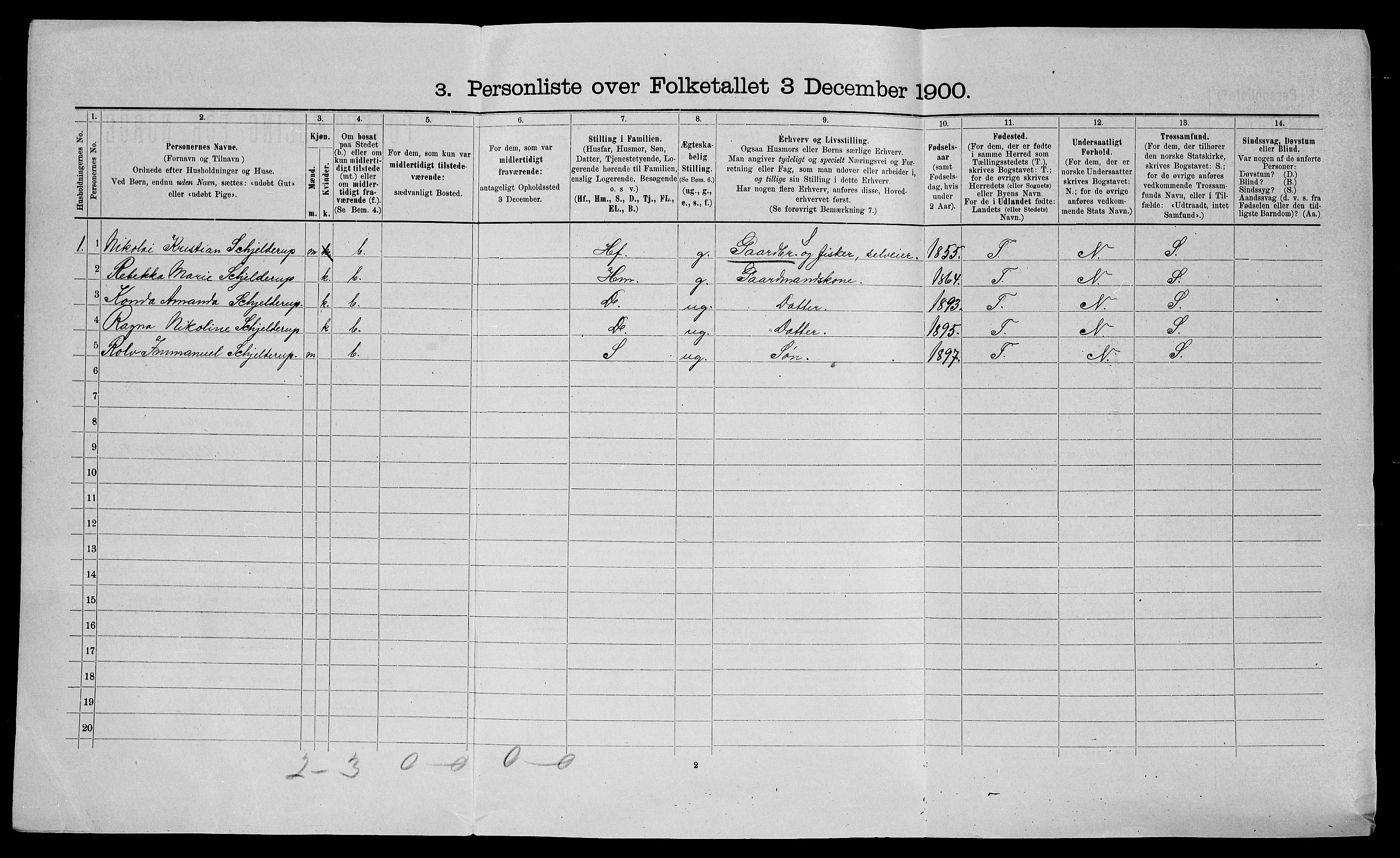 SATØ, 1900 census for Trondenes, 1900, p. 823