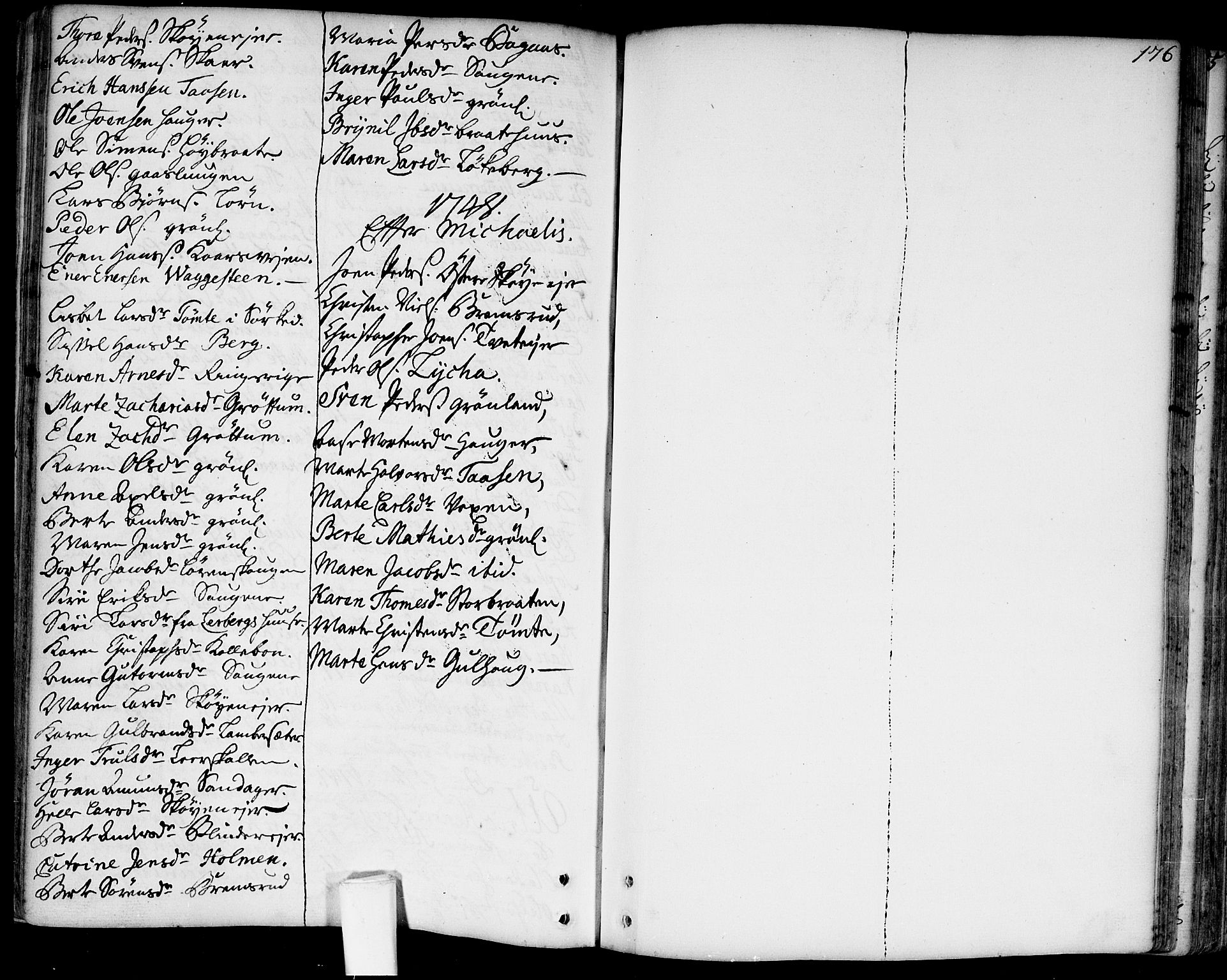 Aker prestekontor kirkebøker, AV/SAO-A-10861/F/L0007: Parish register (official) no. 7, 1734-1748, p. 176