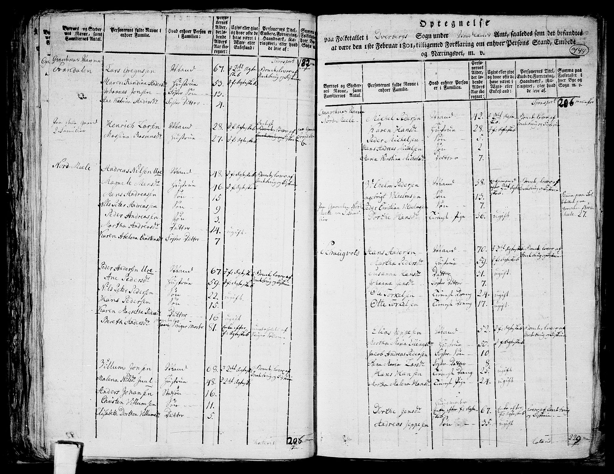 RA, 1801 census for 1872P Dverberg, 1801, p. 743b-744a