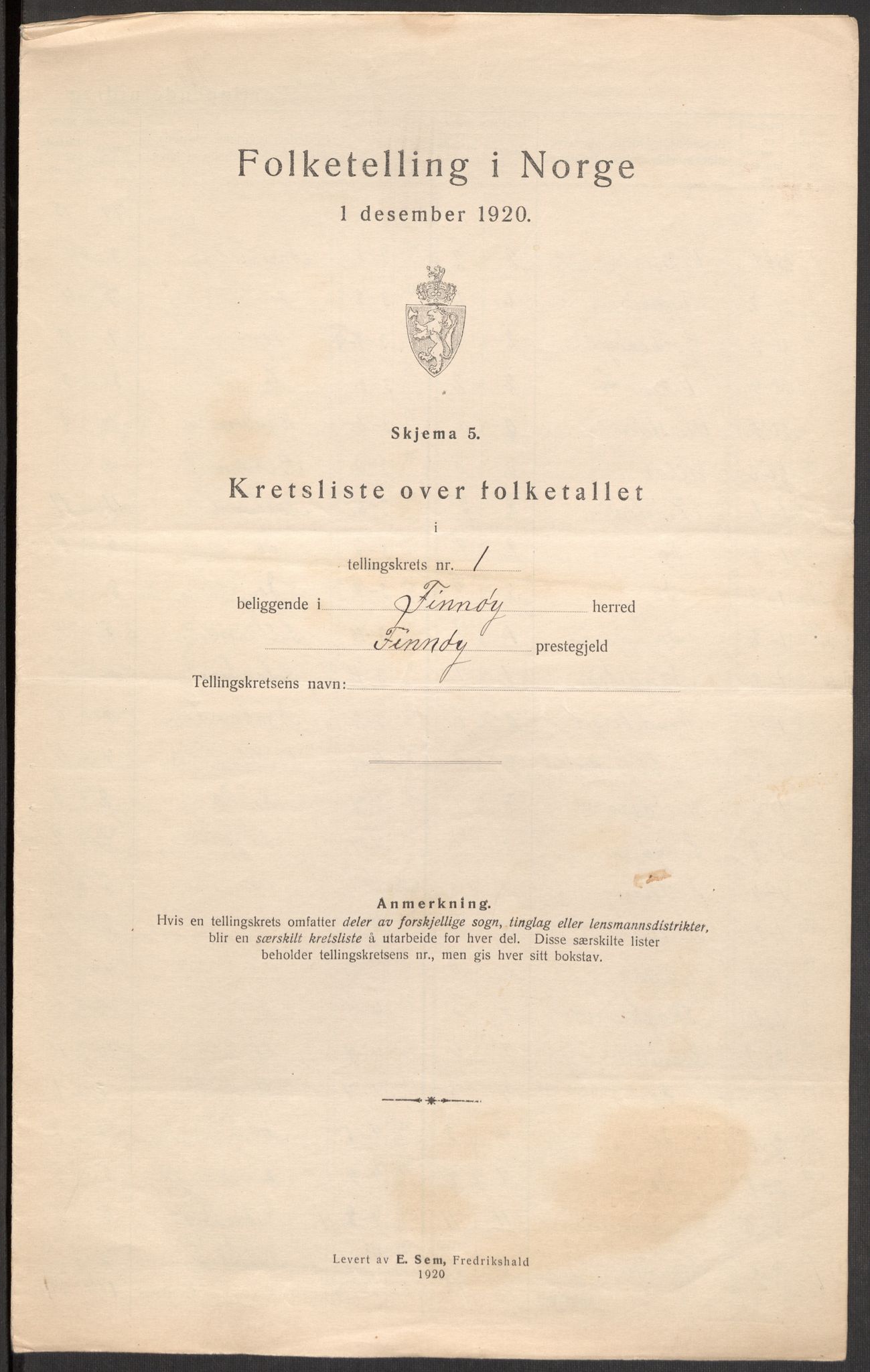 SAST, 1920 census for Finnøy, 1920, p. 9