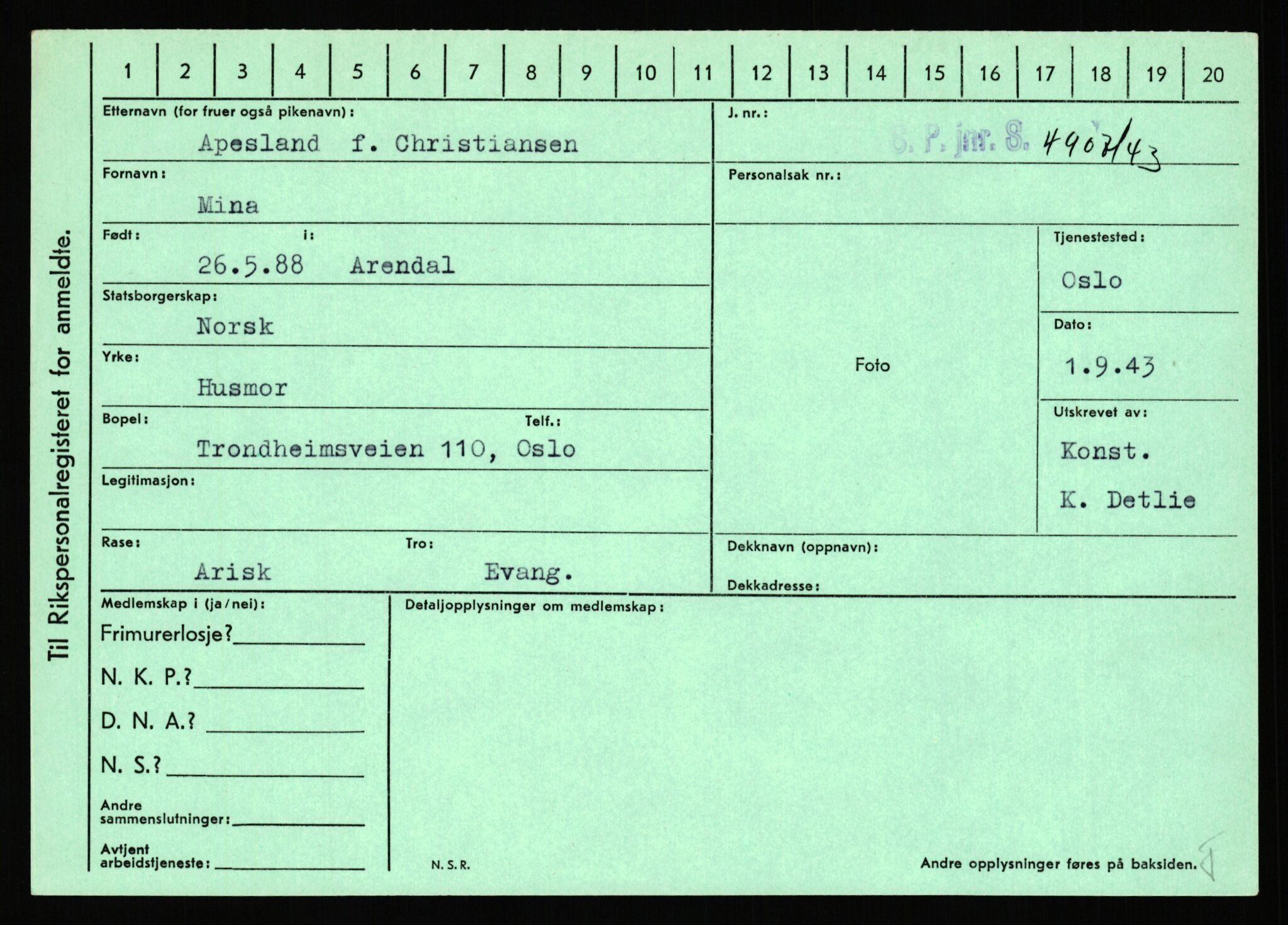 Statspolitiet - Hovedkontoret / Osloavdelingen, AV/RA-S-1329/C/Ca/L0001: Aabakken - Armann, 1943-1945, p. 4740