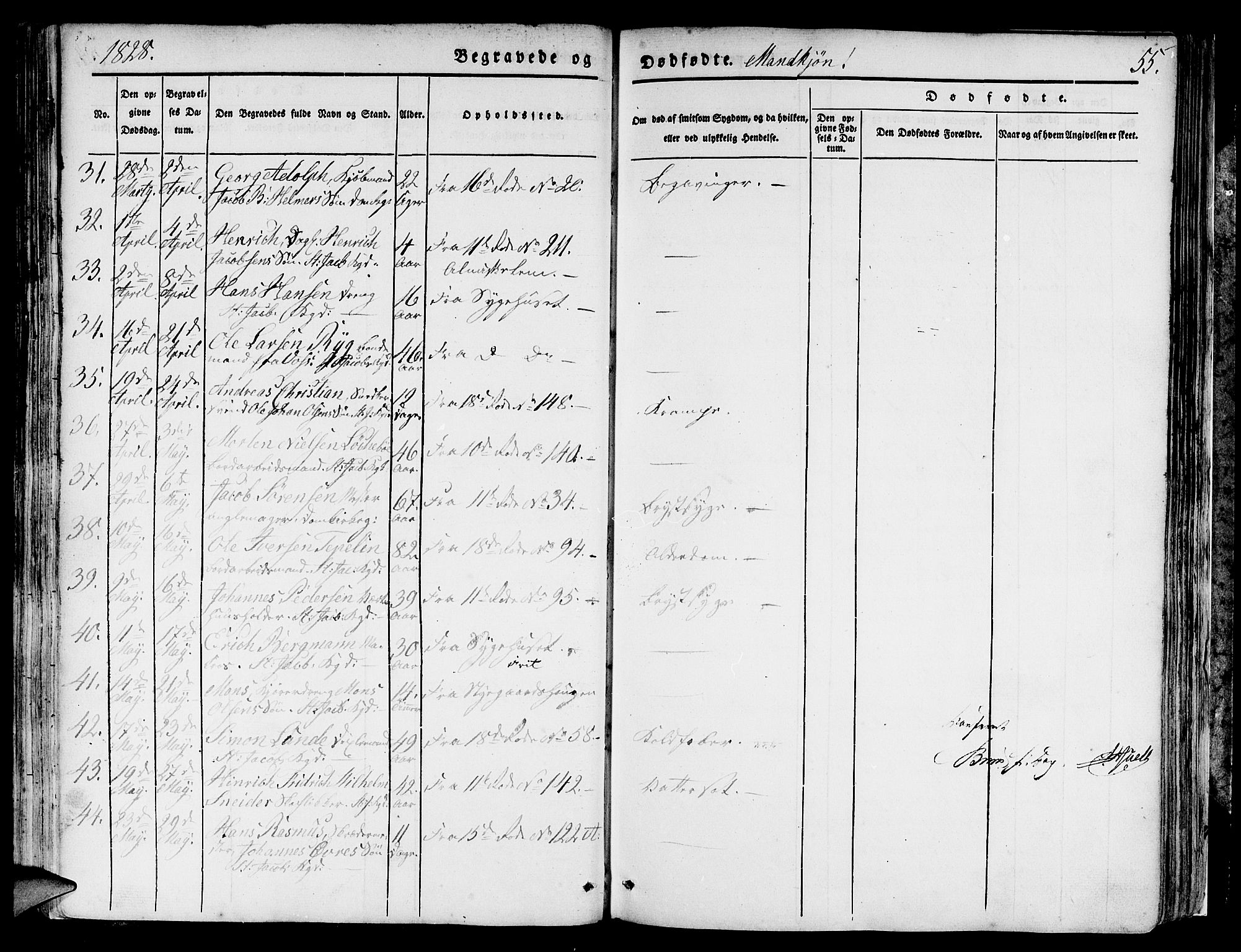 Domkirken sokneprestembete, SAB/A-74801/H/Hab/L0006: Parish register (copy) no. A 6, 1827-1834, p. 55