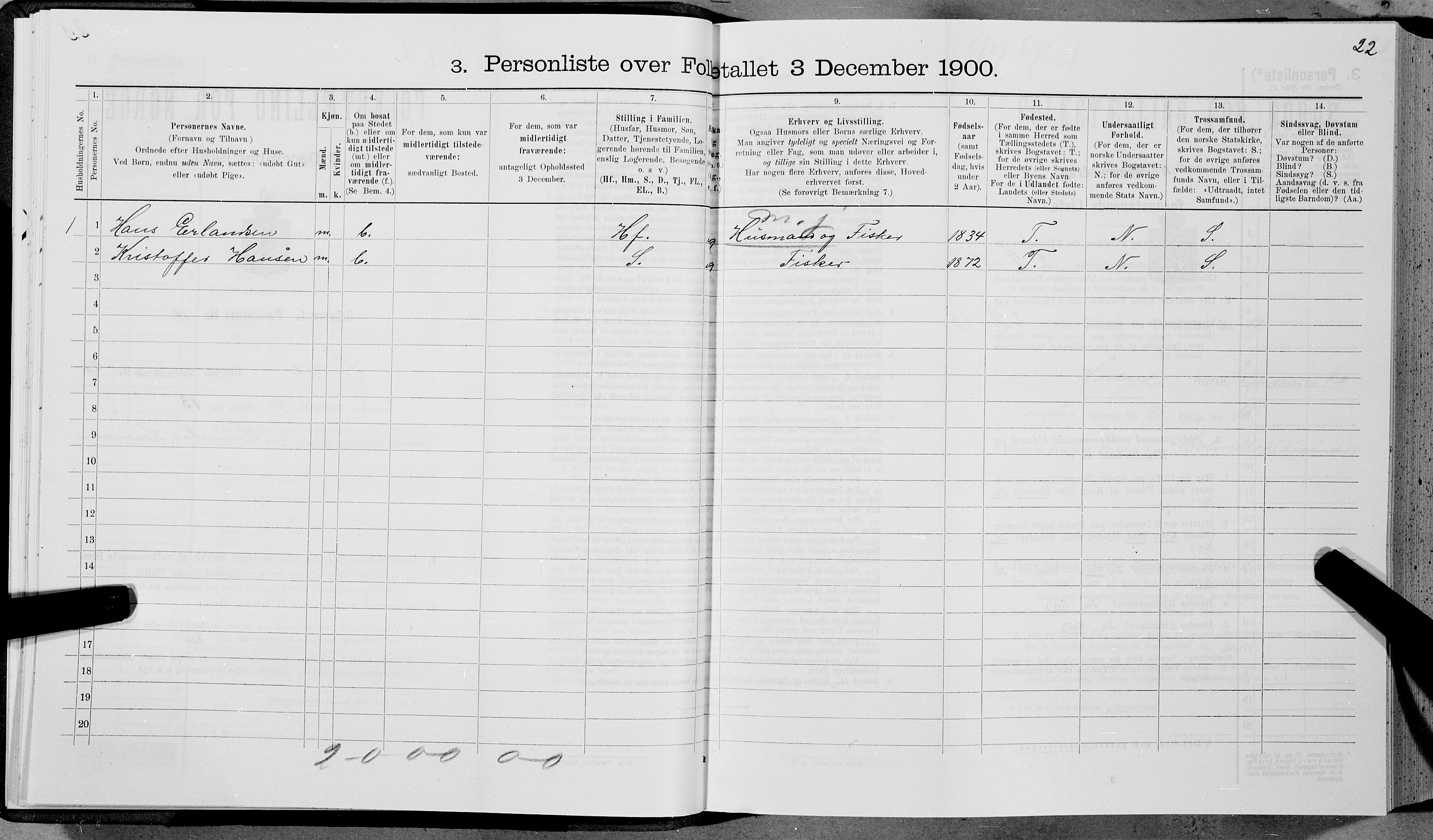 SAT, 1900 census for Hadsel, 1900, p. 1917