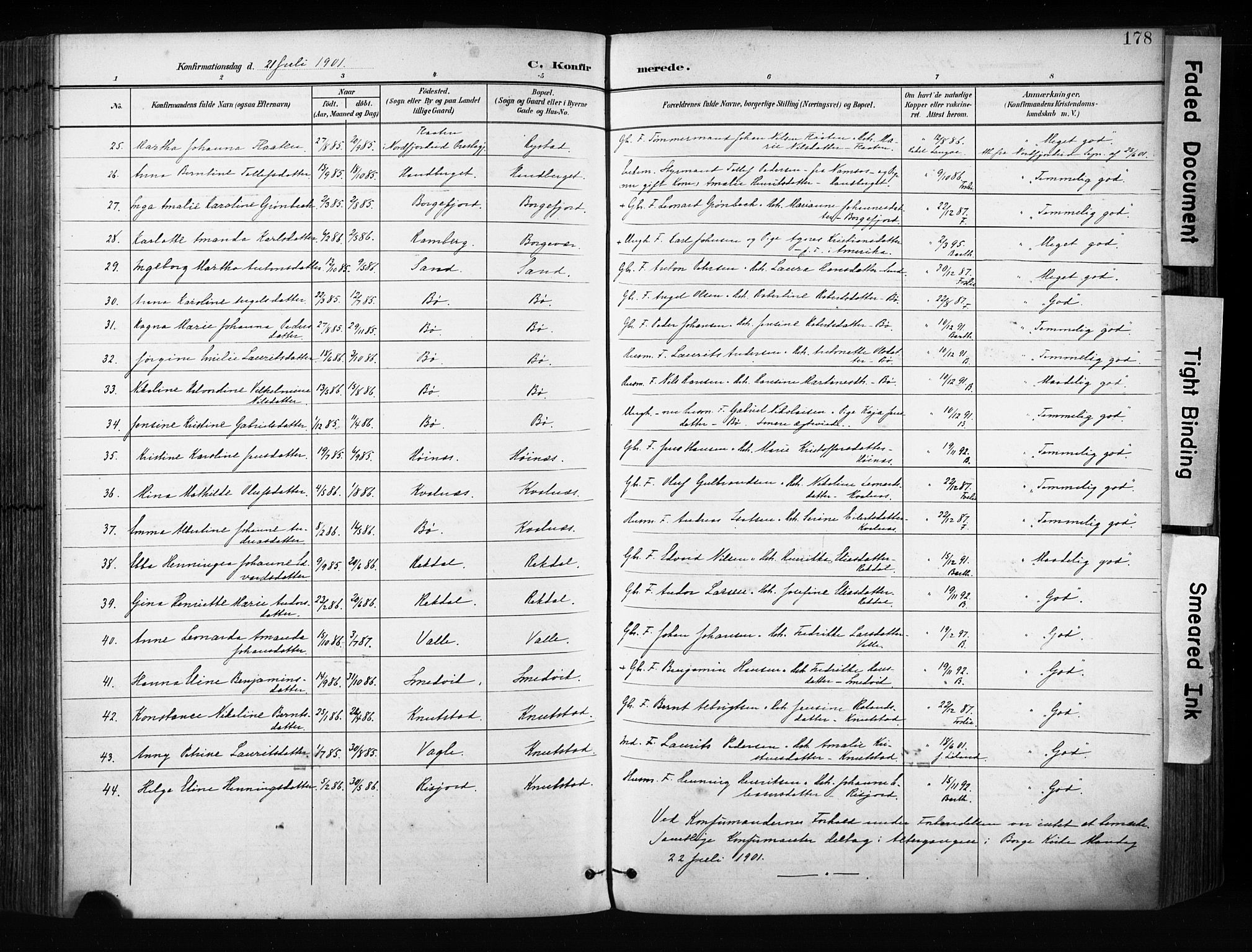 Ministerialprotokoller, klokkerbøker og fødselsregistre - Nordland, AV/SAT-A-1459/880/L1134: Parish register (official) no. 880A08, 1899-1908, p. 178