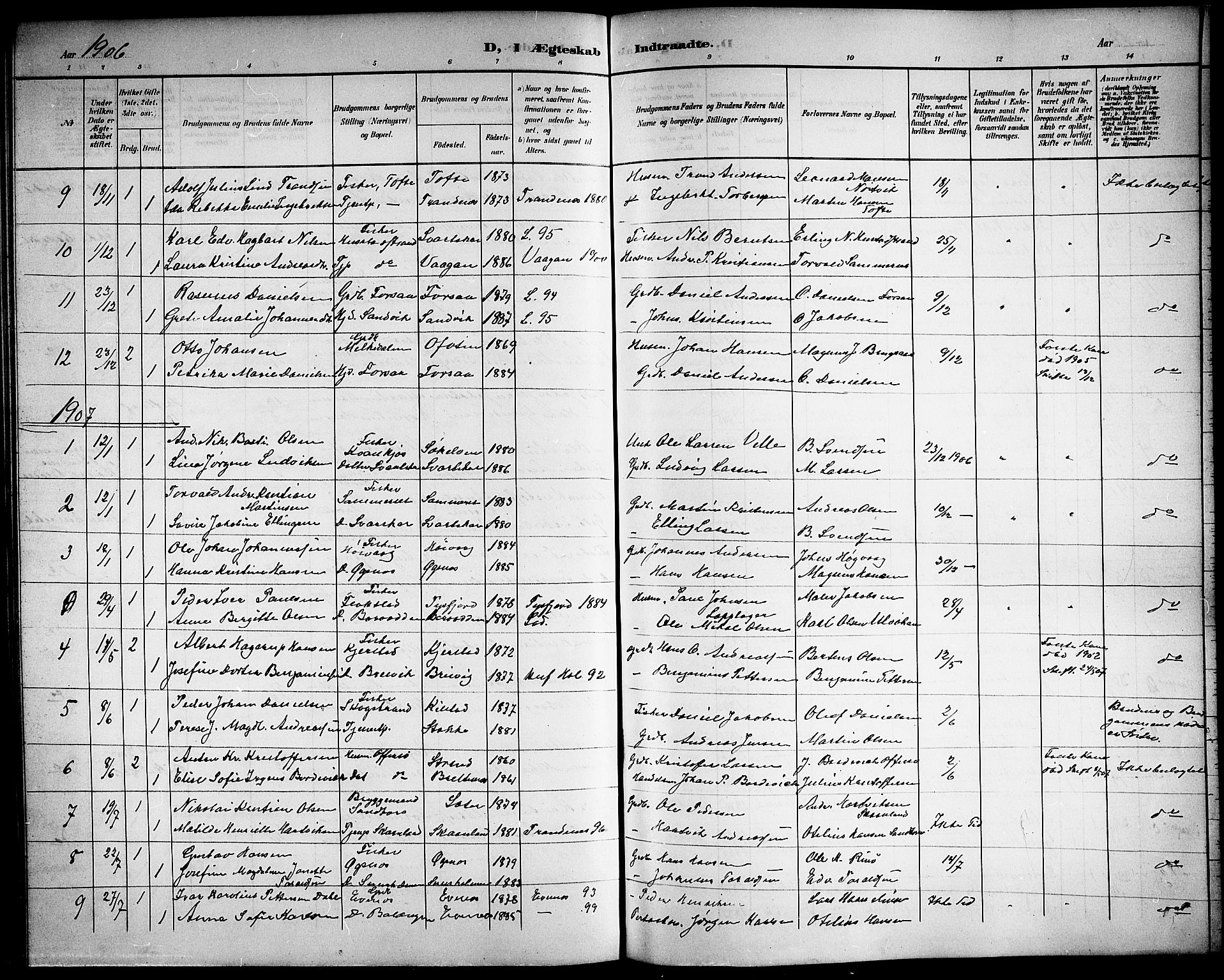 Ministerialprotokoller, klokkerbøker og fødselsregistre - Nordland, AV/SAT-A-1459/872/L1048: Parish register (copy) no. 872C04, 1898-1919