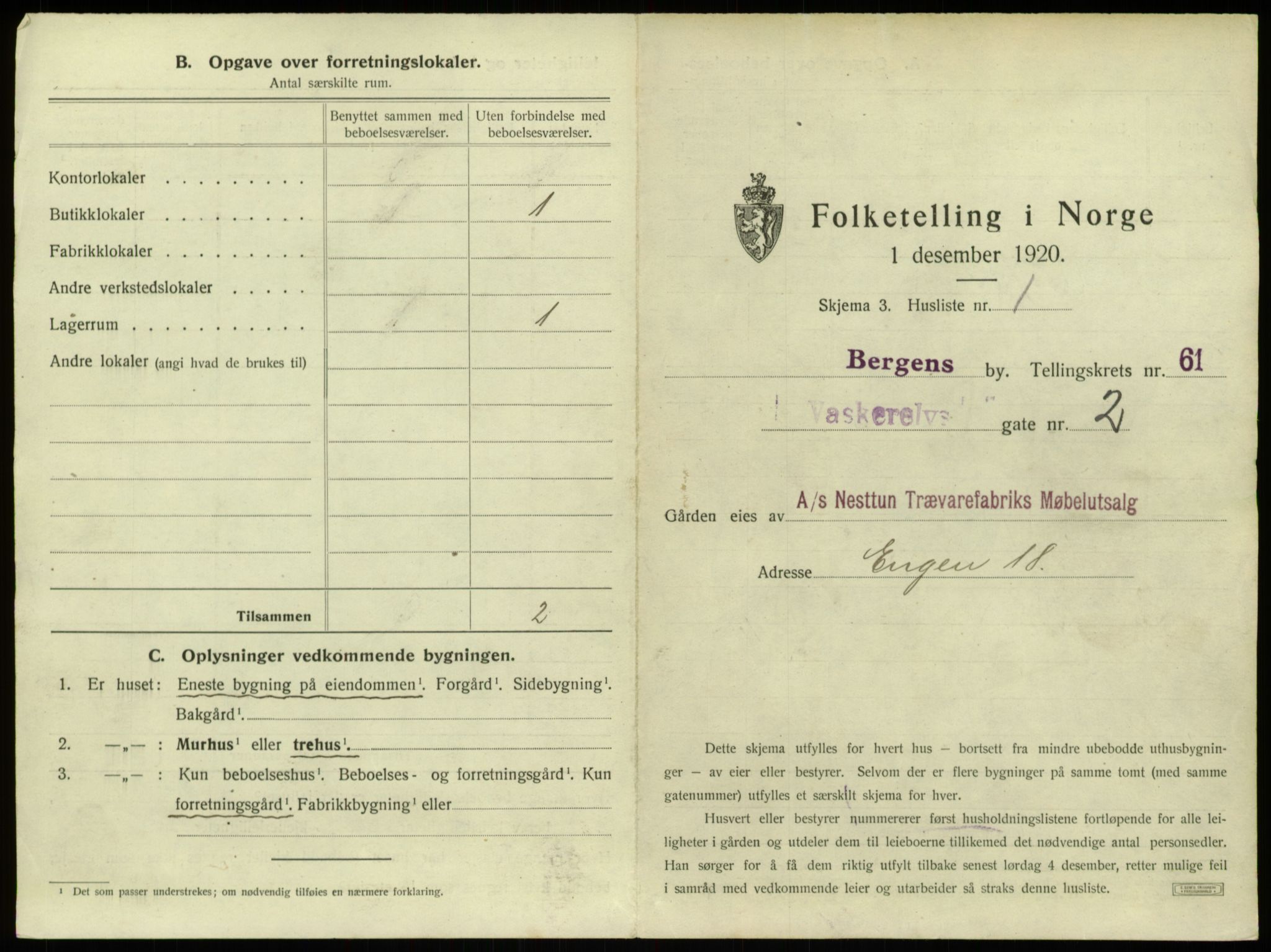 SAB, 1920 census for Bergen, 1920, p. 5500