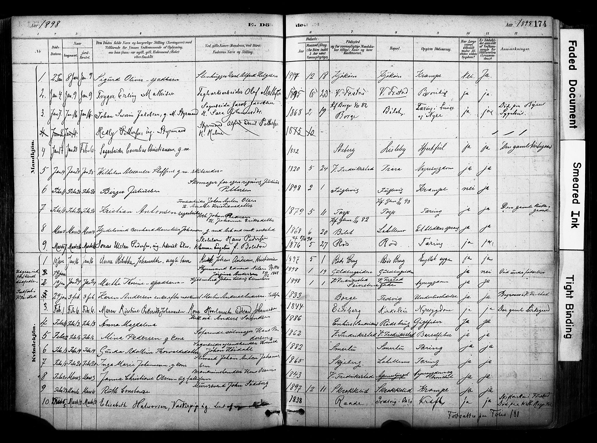 Glemmen prestekontor Kirkebøker, SAO/A-10908/F/Fa/L0012: Parish register (official) no. 12, 1878-1973, p. 174