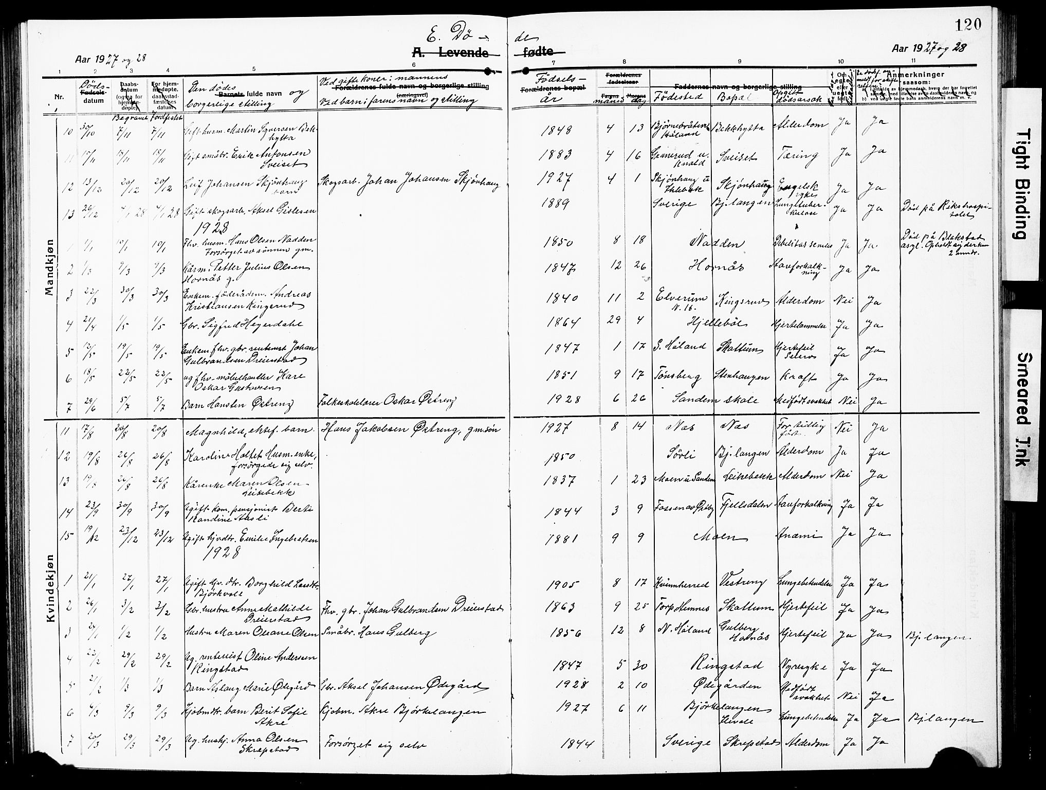 Høland prestekontor Kirkebøker, AV/SAO-A-10346a/G/Ga/L0008: Parish register (copy) no. I 8, 1915-1929, p. 120