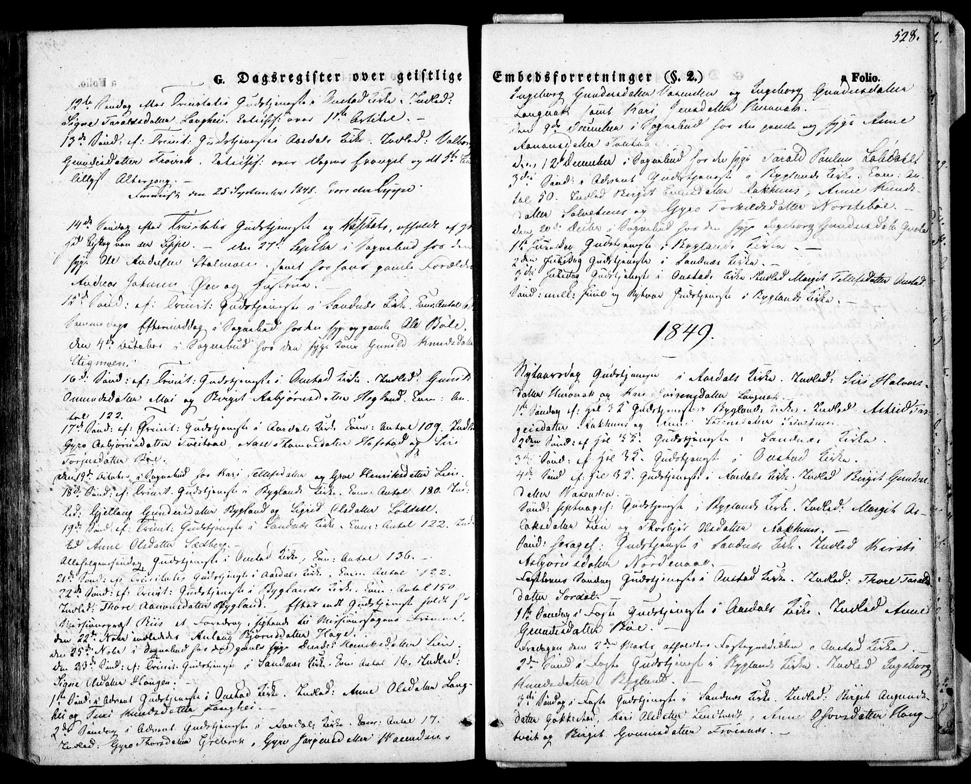 Bygland sokneprestkontor, SAK/1111-0006/F/Fa/Fab/L0004: Parish register (official) no. A 4, 1842-1858, p. 528