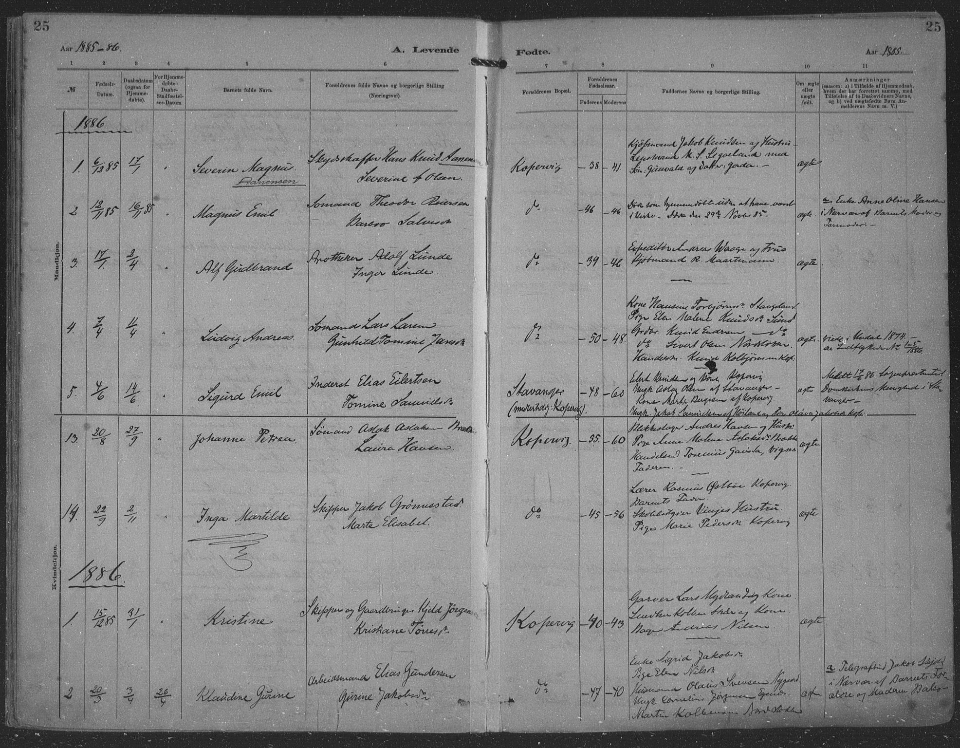 Kopervik sokneprestkontor, SAST/A-101850/H/Ha/Haa/L0001: Parish register (official) no. A 1, 1880-1919, p. 25