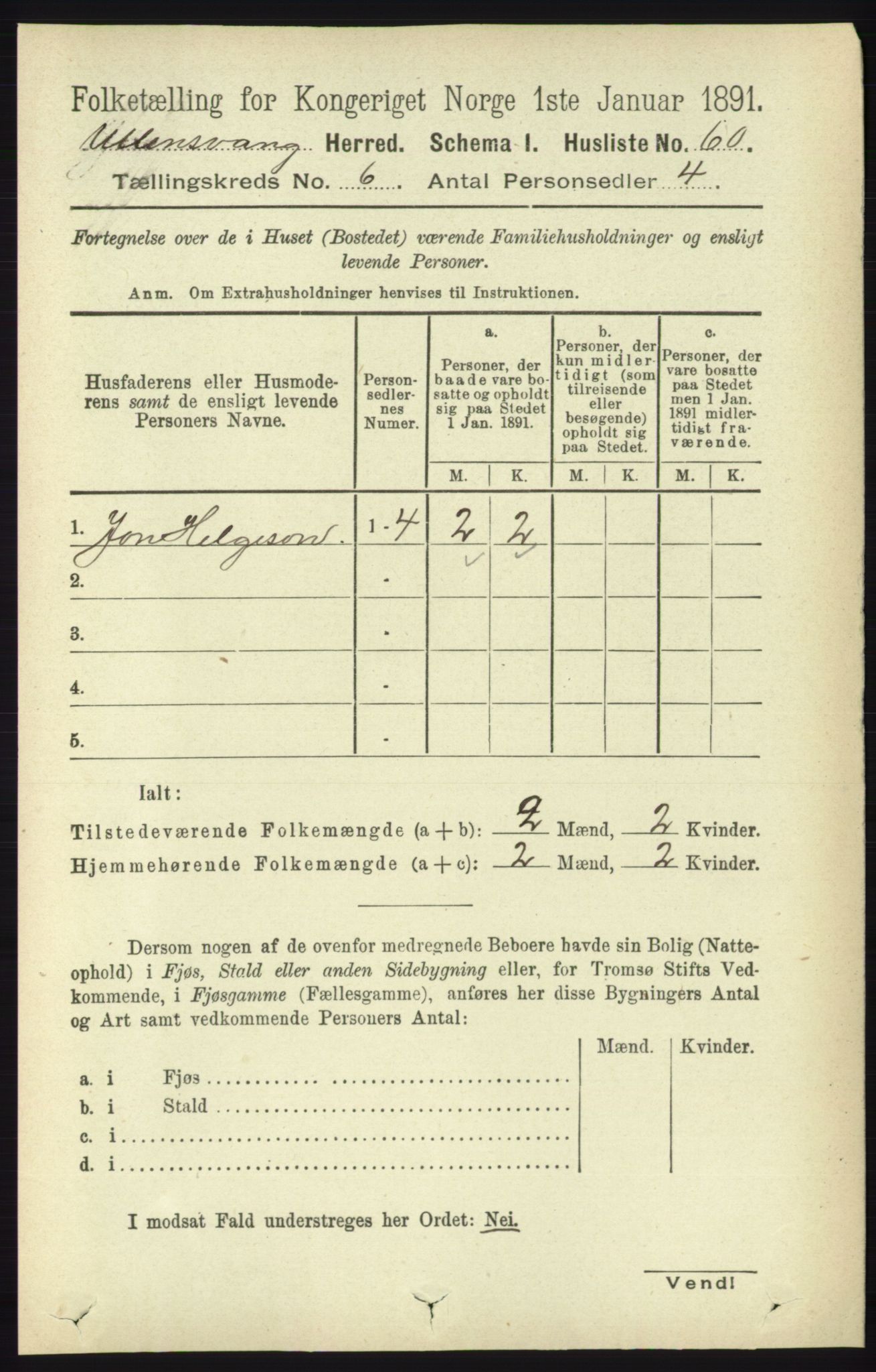 RA, 1891 census for 1230 Ullensvang, 1891, p. 1904