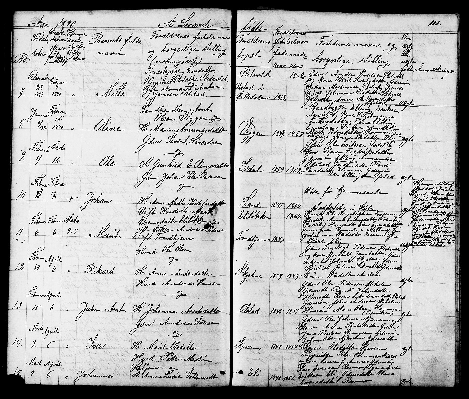 Ministerialprotokoller, klokkerbøker og fødselsregistre - Sør-Trøndelag, SAT/A-1456/665/L0777: Parish register (copy) no. 665C02, 1867-1915, p. 111