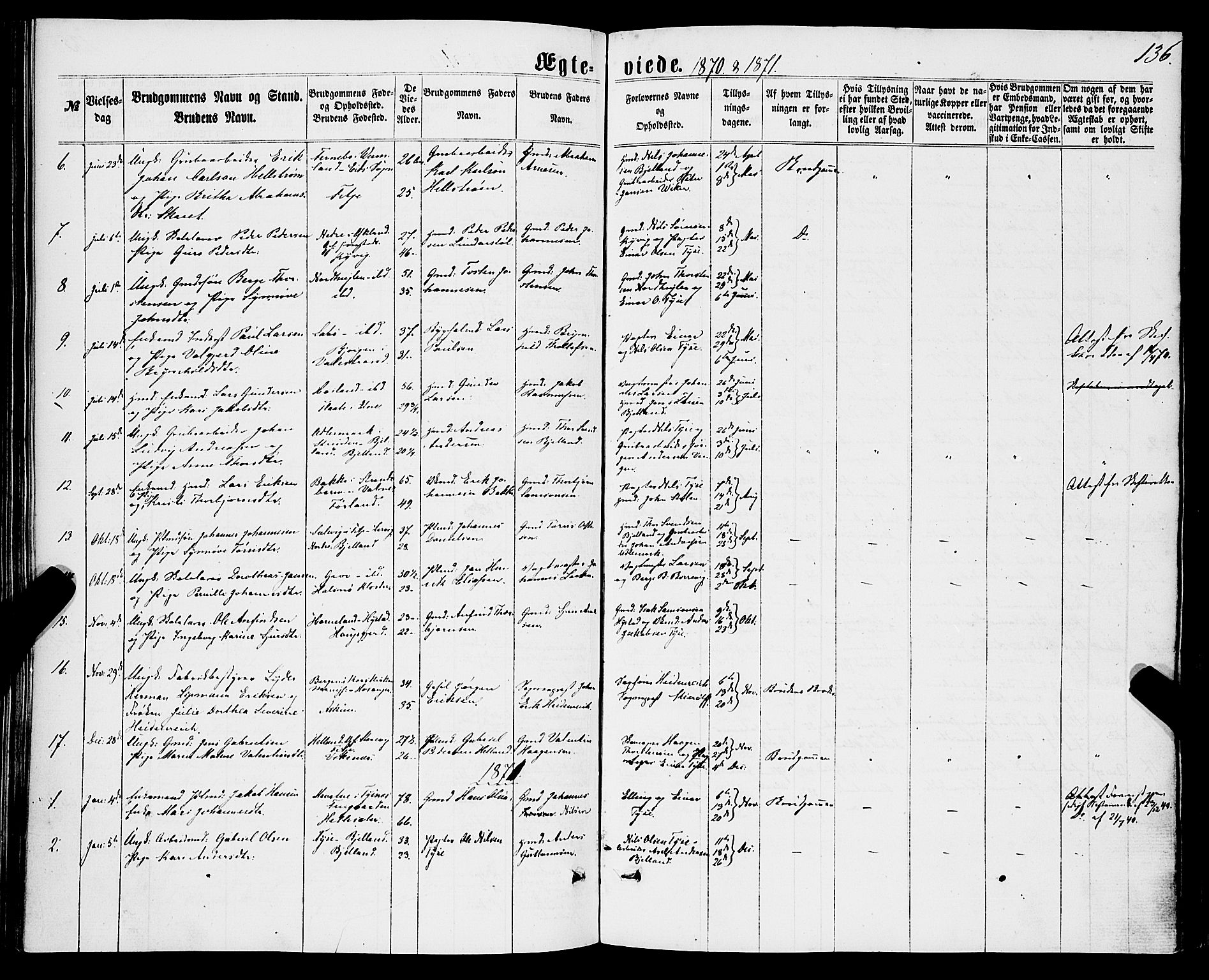 Stord sokneprestembete, AV/SAB-A-78201/H/Haa: Parish register (official) no. B 1, 1862-1877, p. 136