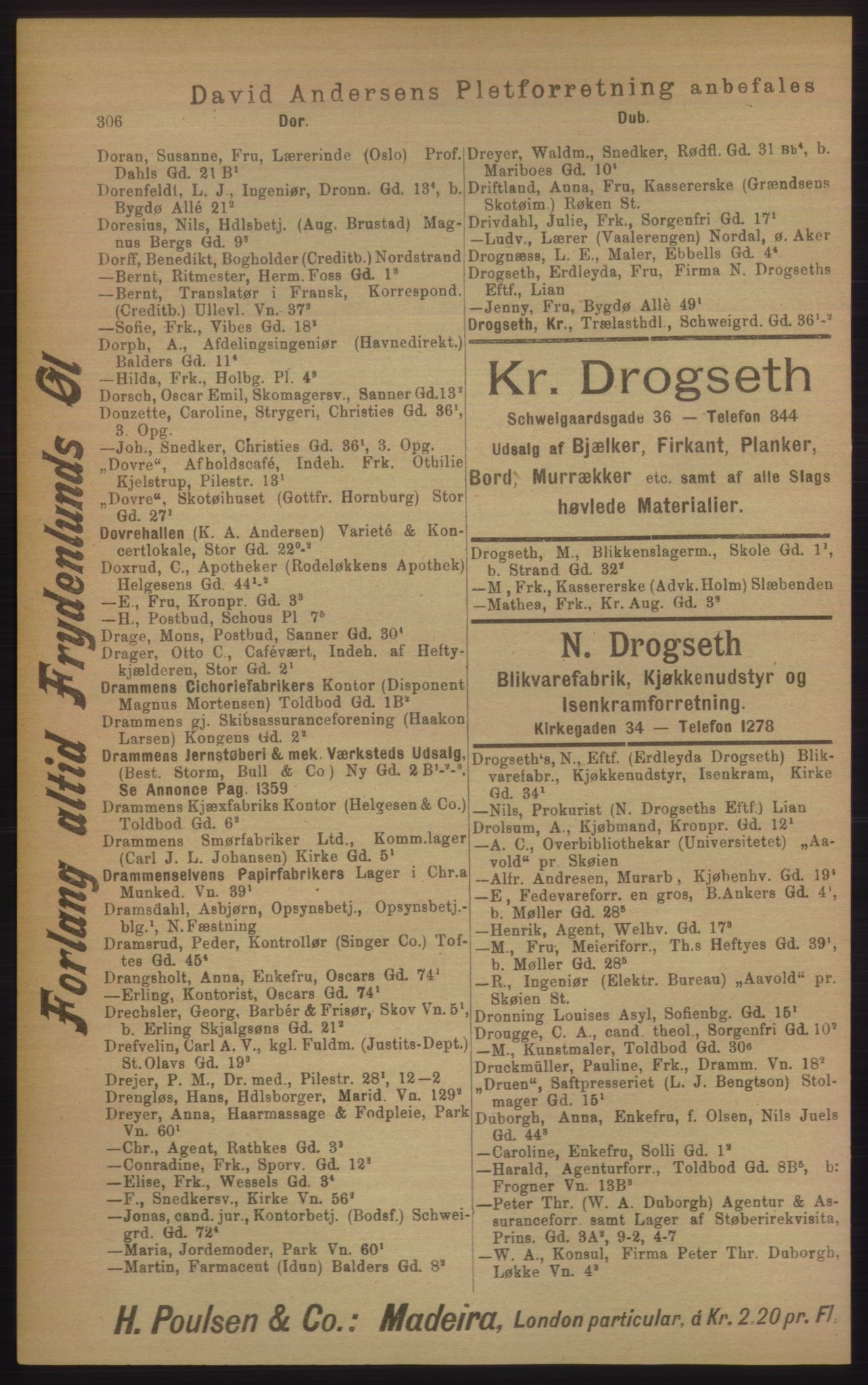 Kristiania/Oslo adressebok, PUBL/-, 1906, p. 306