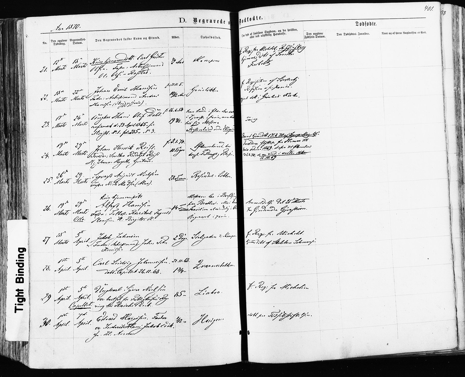 Østre Aker prestekontor Kirkebøker, SAO/A-10840/F/Fa/L0003: Parish register (official) no. I 3, 1869-1875, p. 451