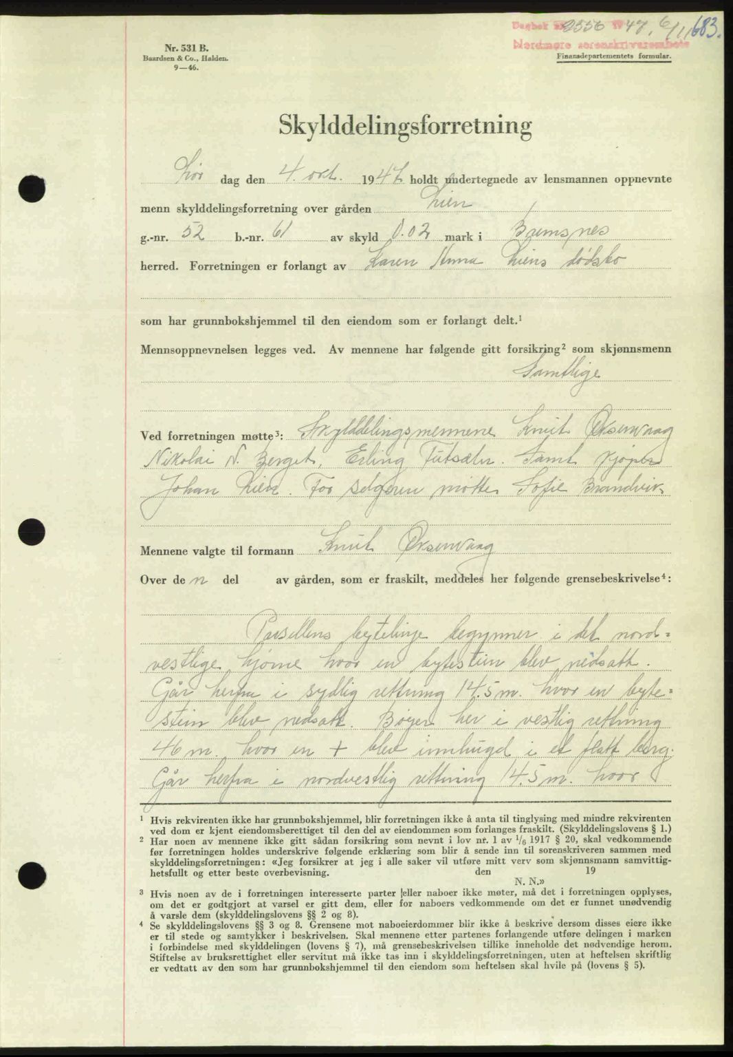 Nordmøre sorenskriveri, AV/SAT-A-4132/1/2/2Ca: Mortgage book no. A106, 1947-1947, Diary no: : 2556/1947