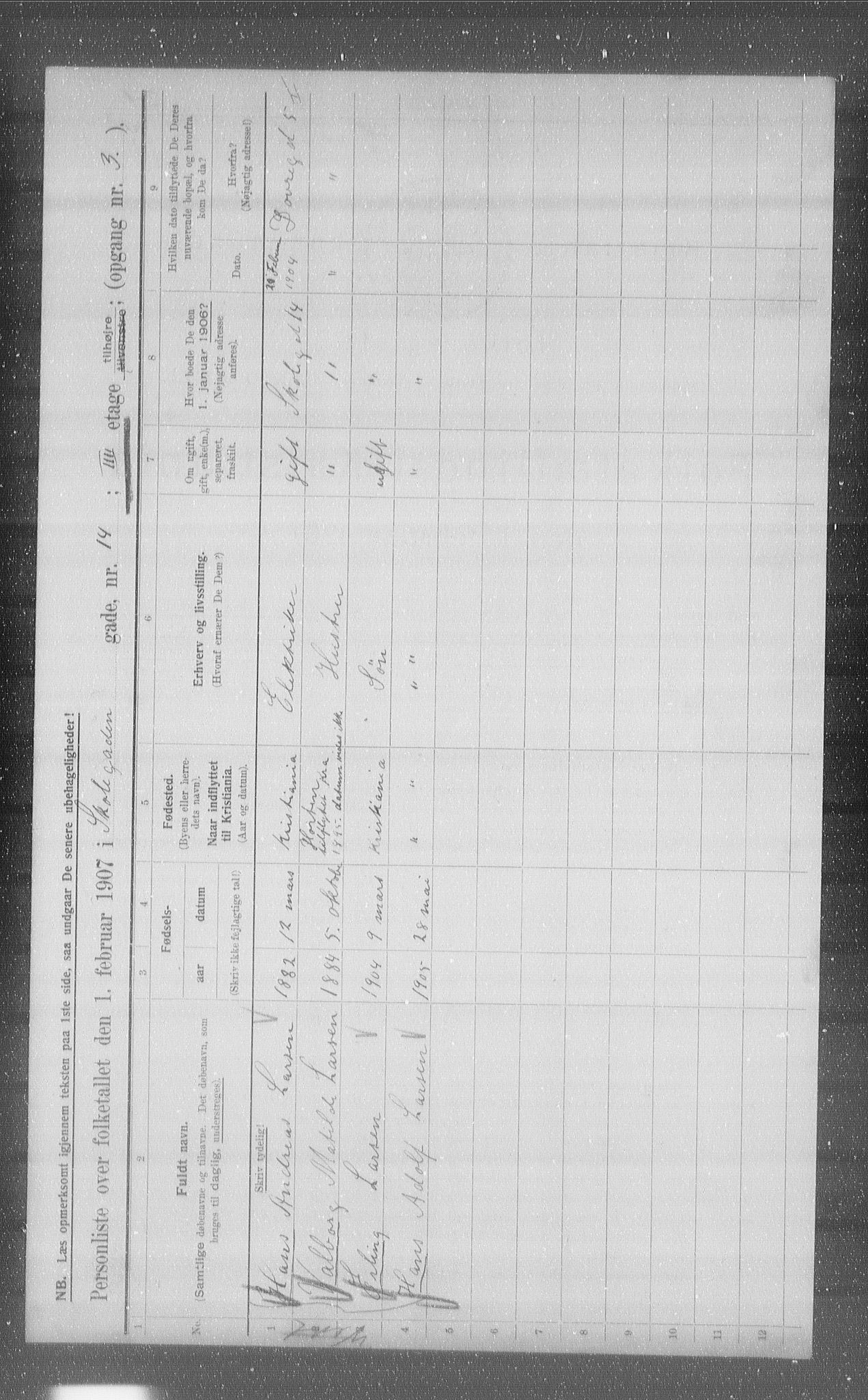 OBA, Municipal Census 1907 for Kristiania, 1907, p. 49203