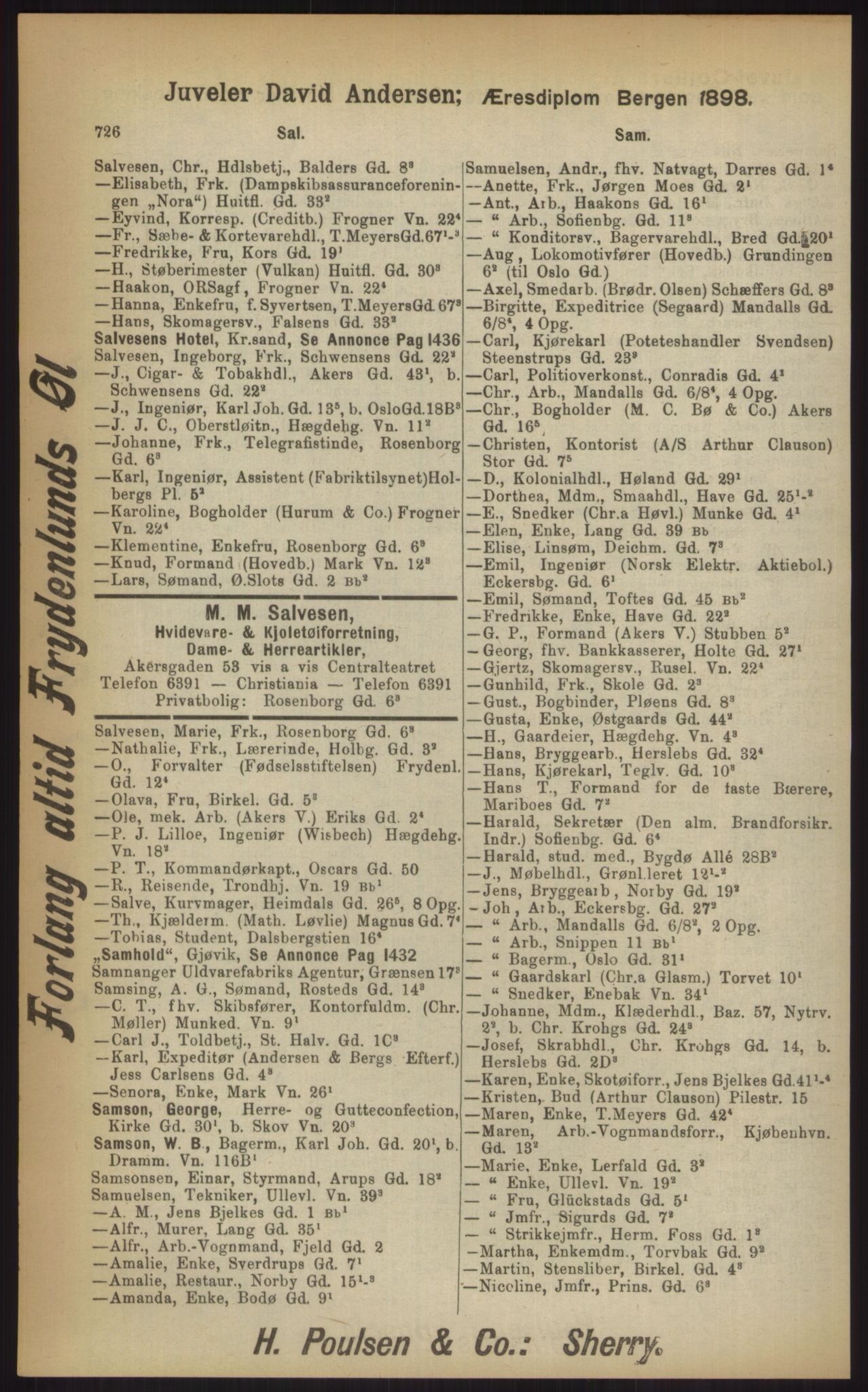 Kristiania/Oslo adressebok, PUBL/-, 1903, p. 726