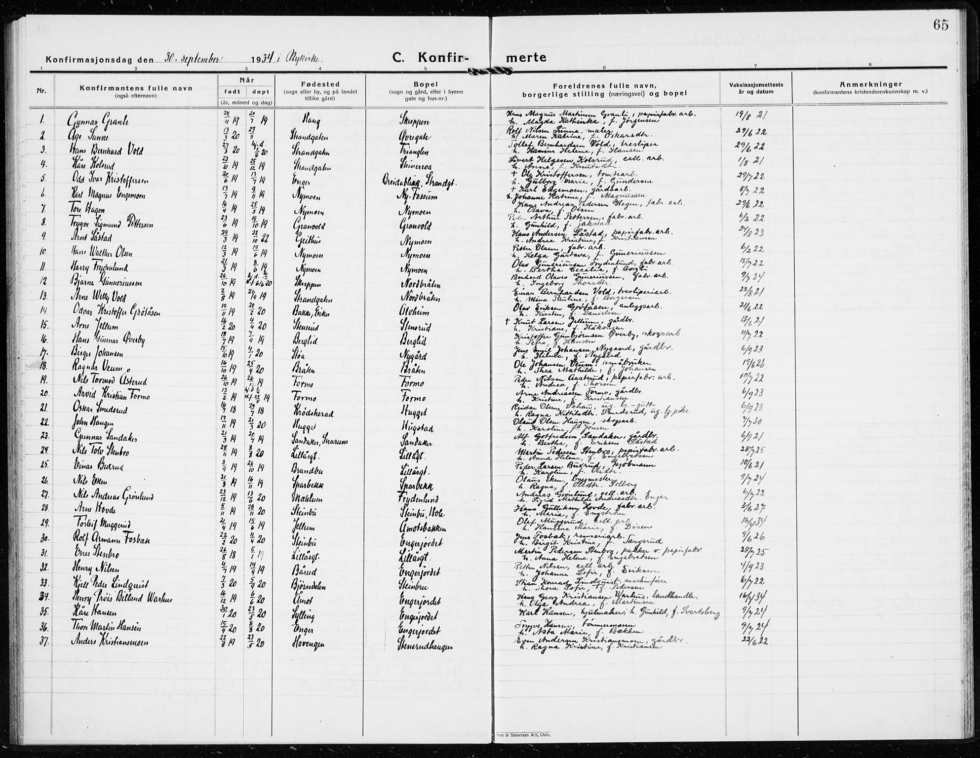 Modum kirkebøker, AV/SAKO-A-234/G/Gc/L0003: Parish register (copy) no. III 3, 1926-1934, p. 65