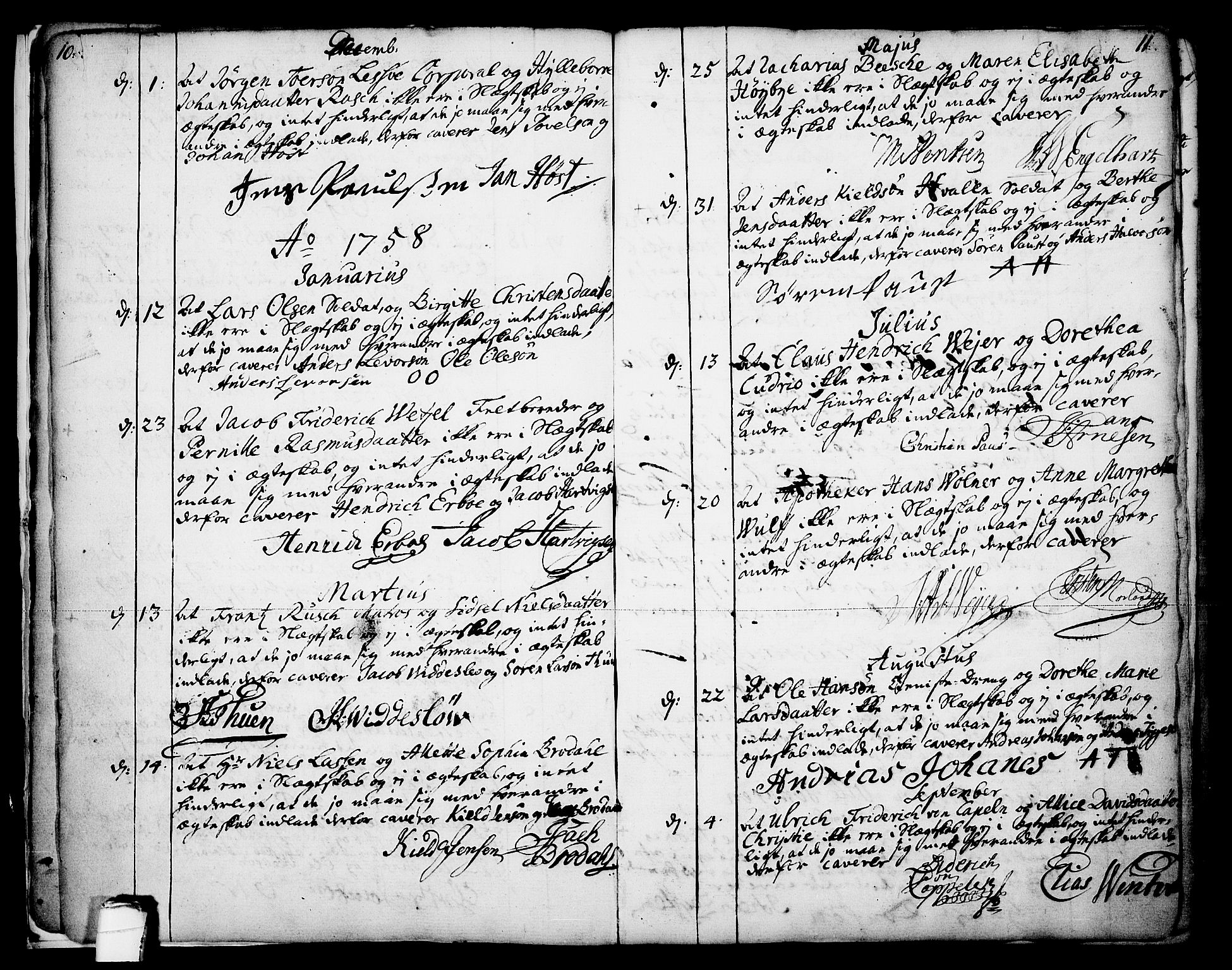 Skien kirkebøker, SAKO/A-302/F/Fa/L0003: Parish register (official) no. 3, 1755-1791, p. 10-11
