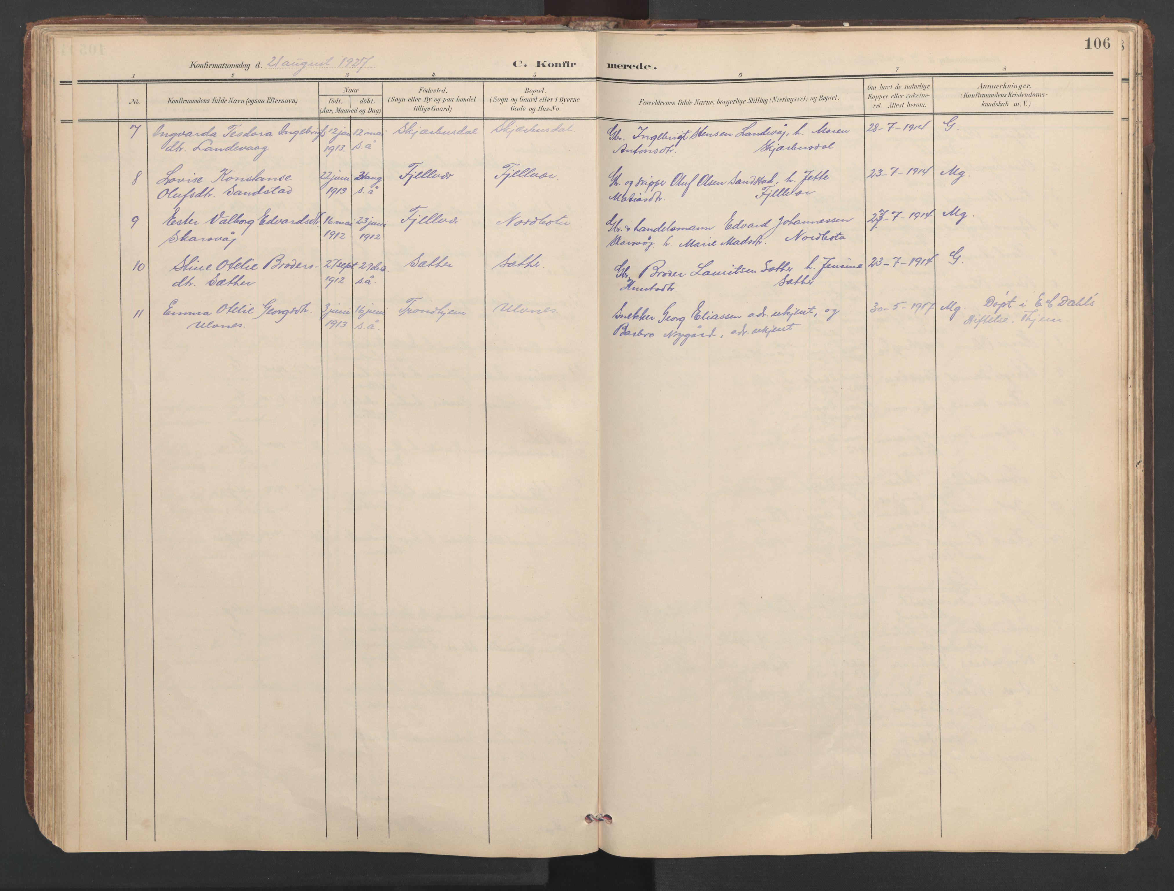 Ministerialprotokoller, klokkerbøker og fødselsregistre - Sør-Trøndelag, SAT/A-1456/638/L0571: Parish register (copy) no. 638C03, 1901-1930, p. 106