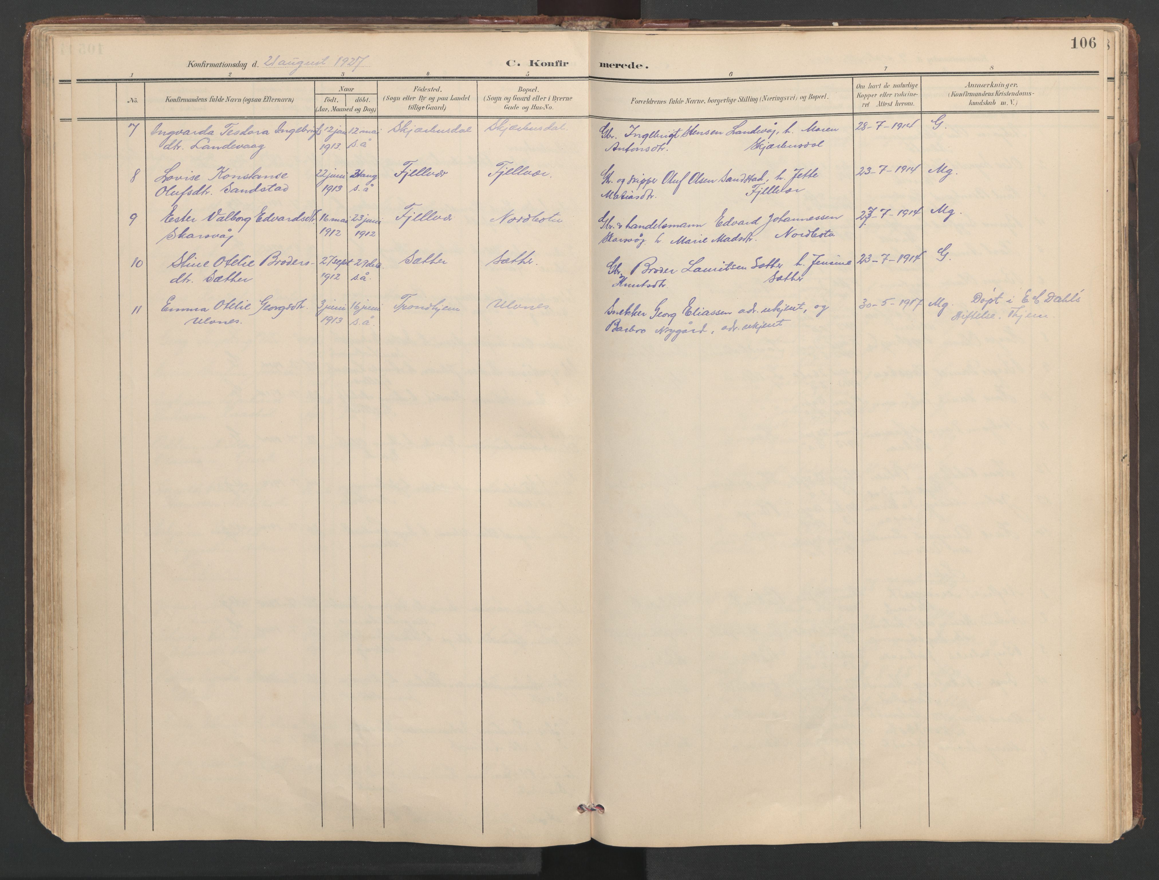 Ministerialprotokoller, klokkerbøker og fødselsregistre - Sør-Trøndelag, AV/SAT-A-1456/638/L0571: Parish register (copy) no. 638C03, 1901-1930, p. 106