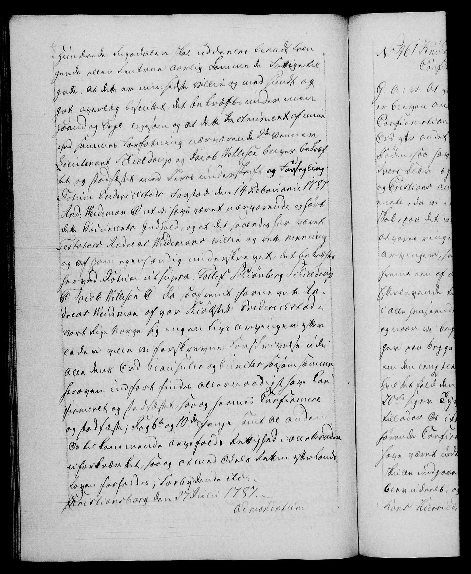 Danske Kanselli 1572-1799, RA/EA-3023/F/Fc/Fca/Fcaa/L0051: Norske registre, 1786-1787, p. 597b