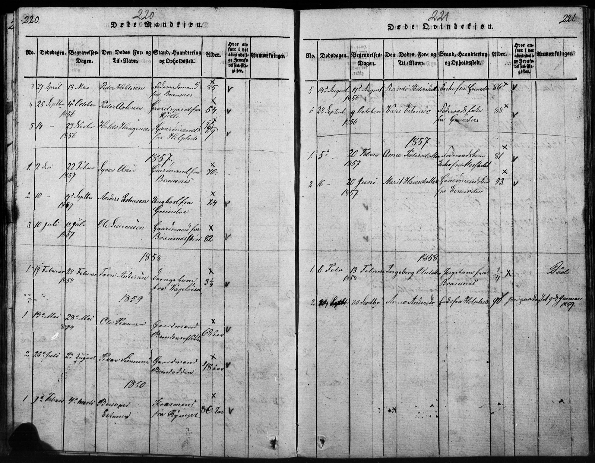 Tynset prestekontor, SAH/PREST-058/H/Ha/Hab/L0003: Parish register (copy) no. 3, 1814-1862, p. 220-221