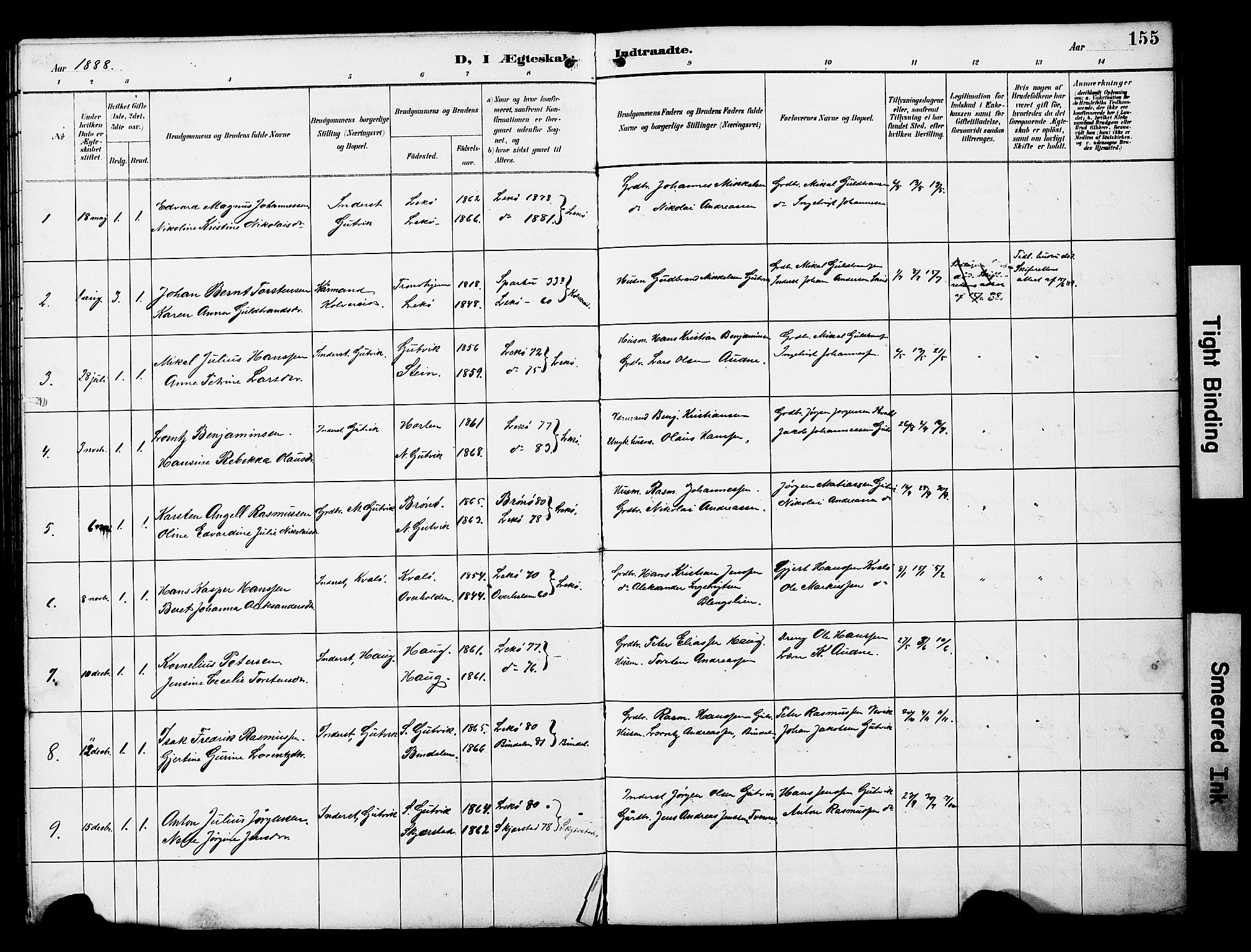 Ministerialprotokoller, klokkerbøker og fødselsregistre - Nord-Trøndelag, SAT/A-1458/788/L0701: Parish register (copy) no. 788C01, 1888-1913, p. 155