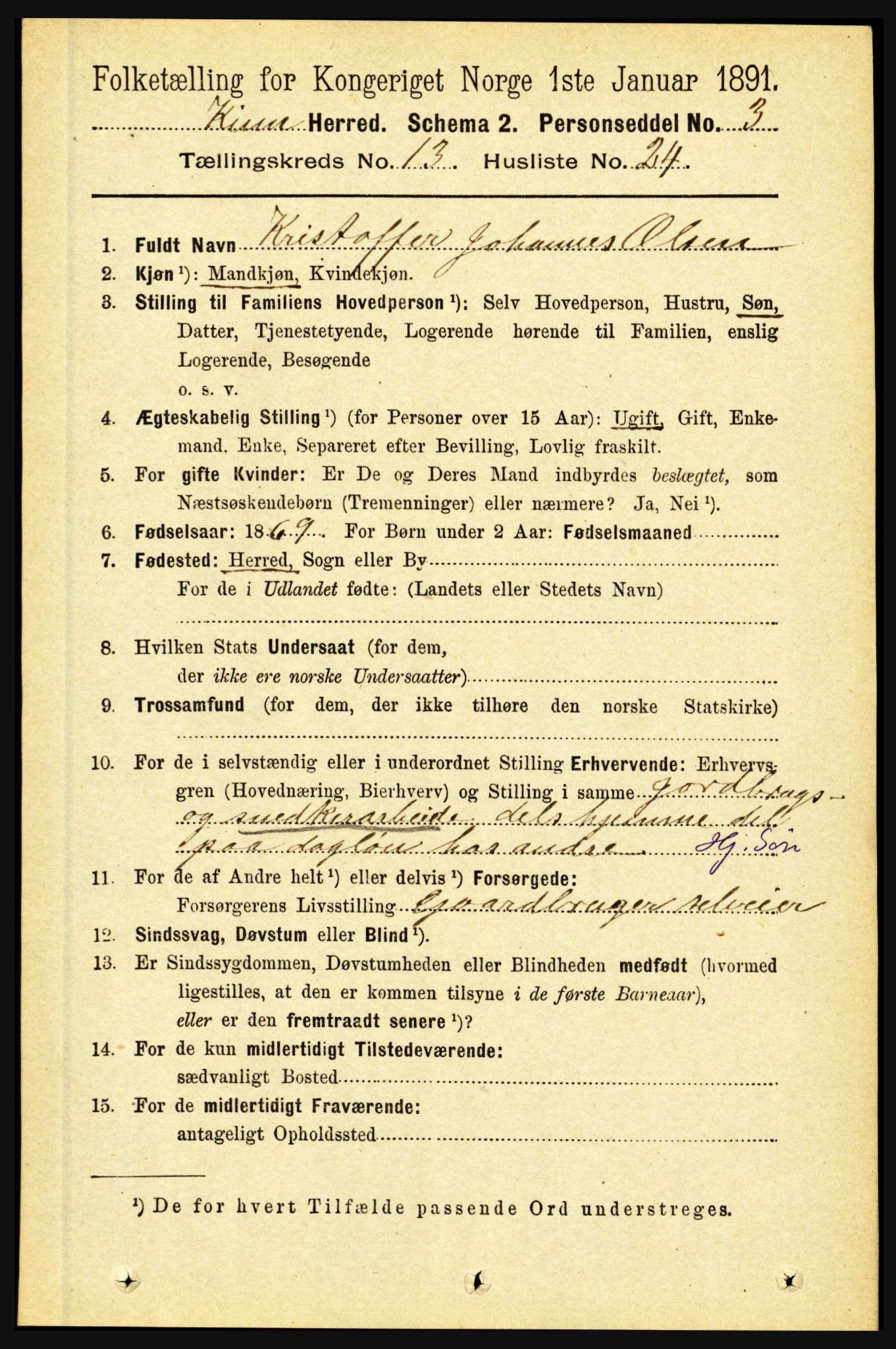 RA, 1891 census for 1437 Kinn, 1891, p. 5226