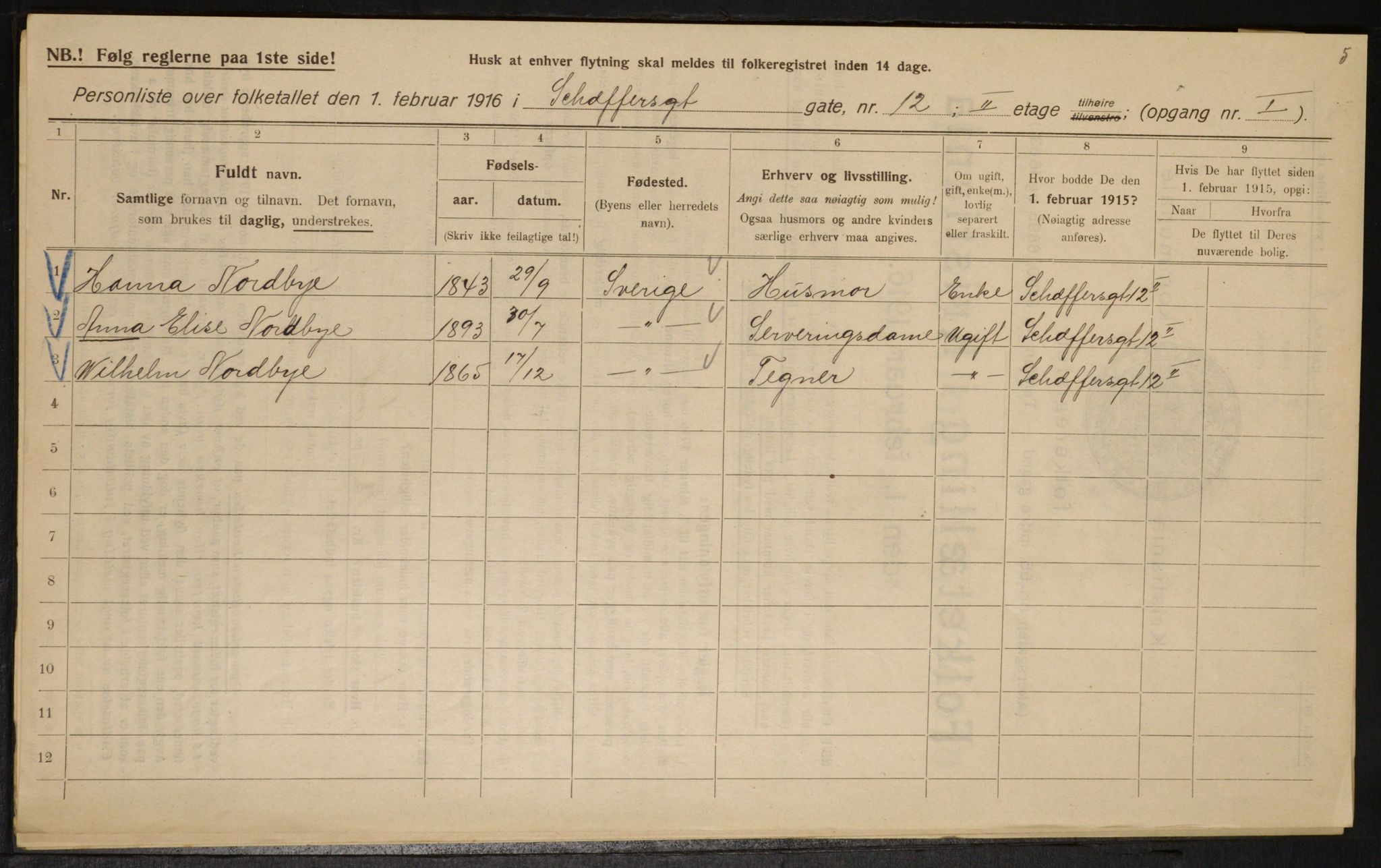 OBA, Municipal Census 1916 for Kristiania, 1916, p. 95587