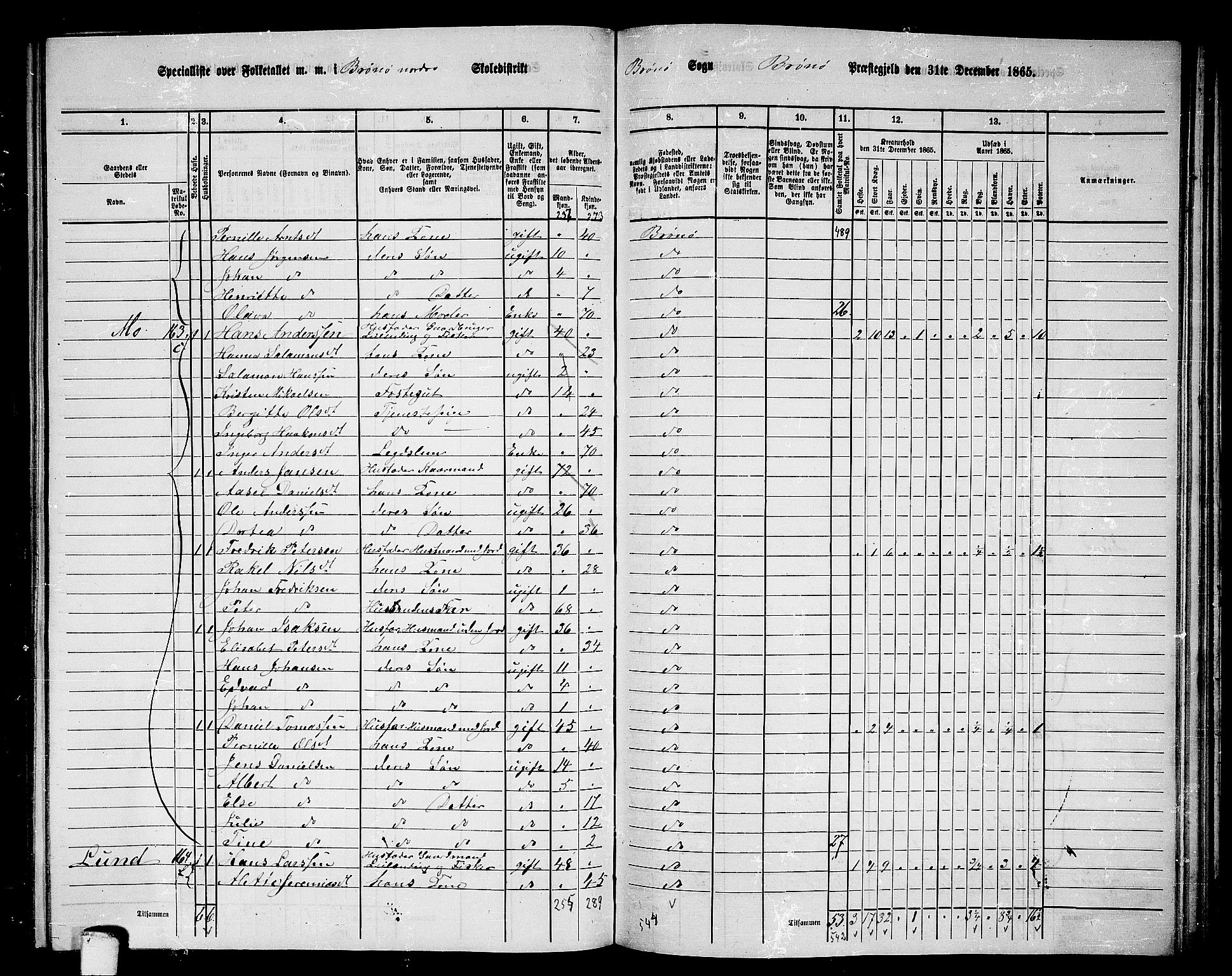 RA, 1865 census for Brønnøy, 1865, p. 165