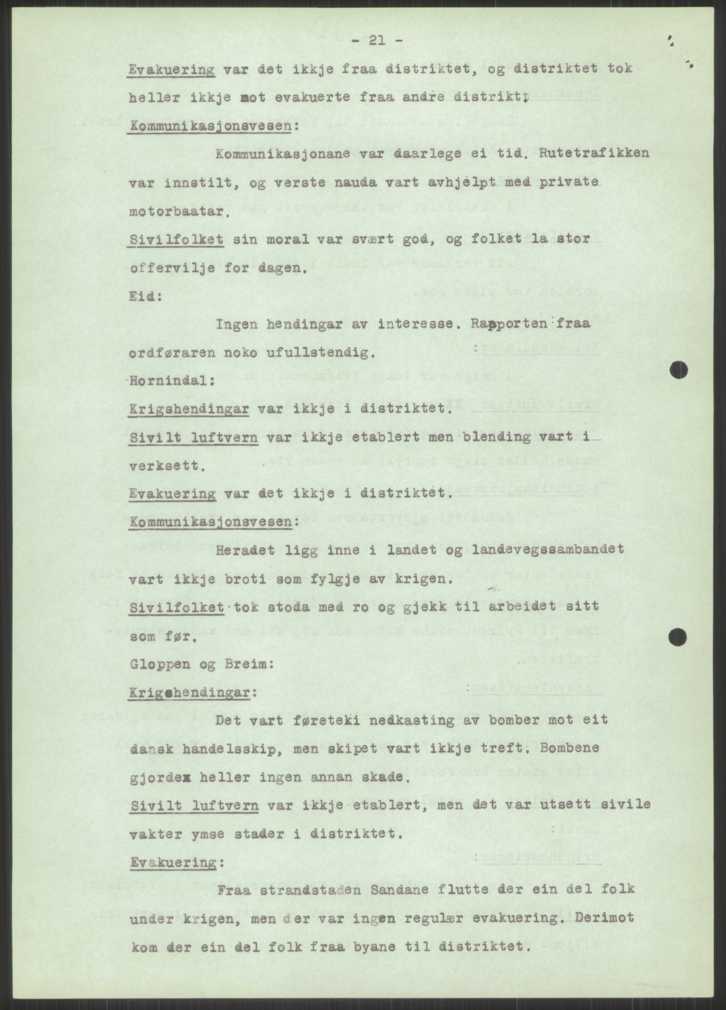 Forsvaret, Forsvarets krigshistoriske avdeling, AV/RA-RAFA-2017/Y/Ya/L0015: II-C-11-31 - Fylkesmenn.  Rapporter om krigsbegivenhetene 1940., 1940, p. 497